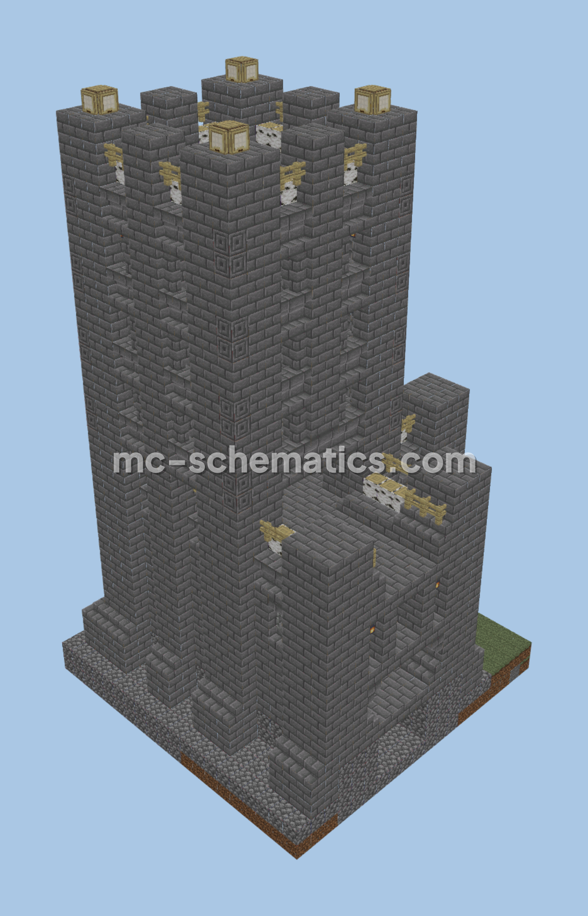 Corner Tower for Fortress Builds Minecraft schematic preview
