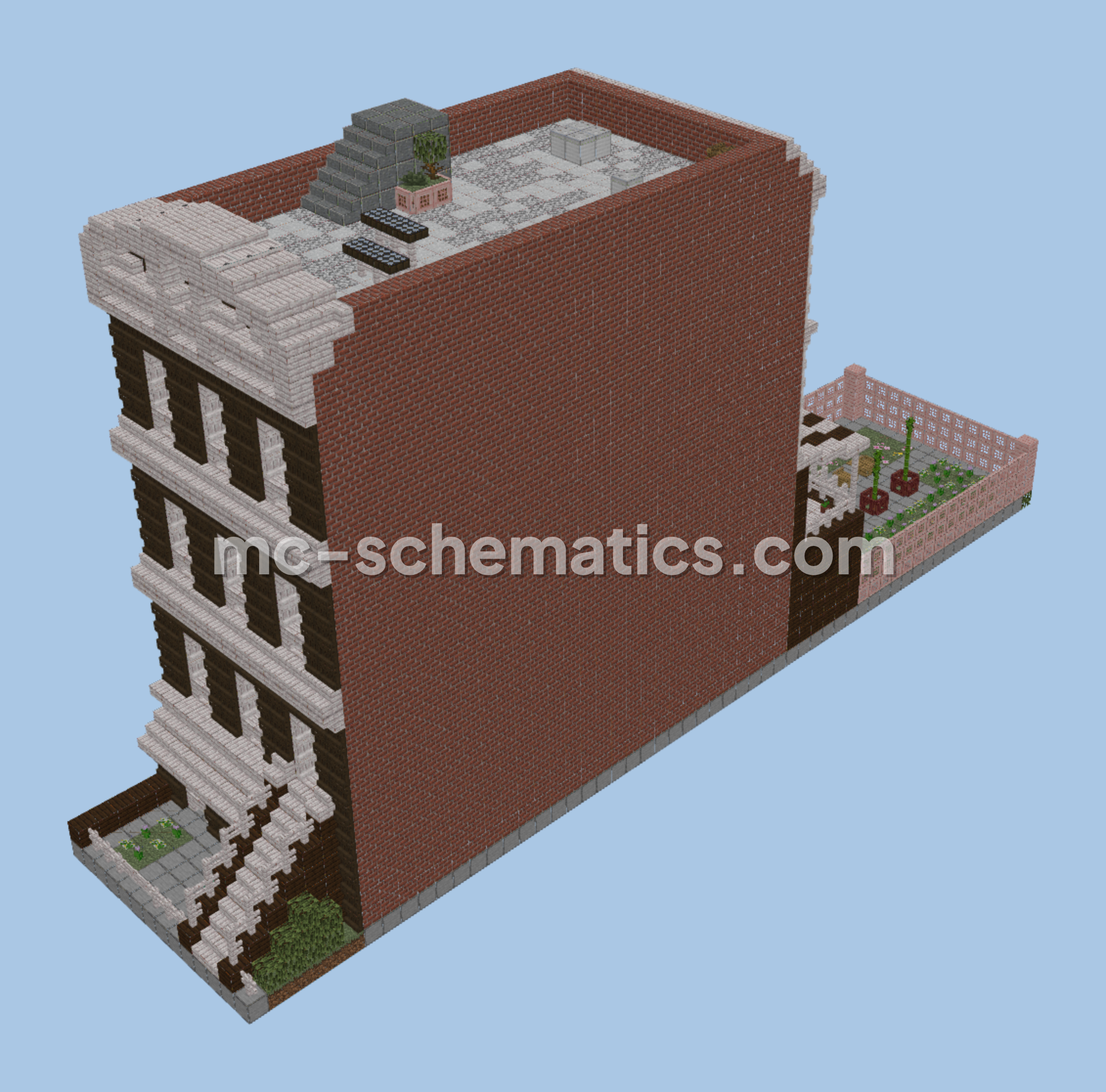 Cozy City Home Brownstone Rose Minecraft schematic preview