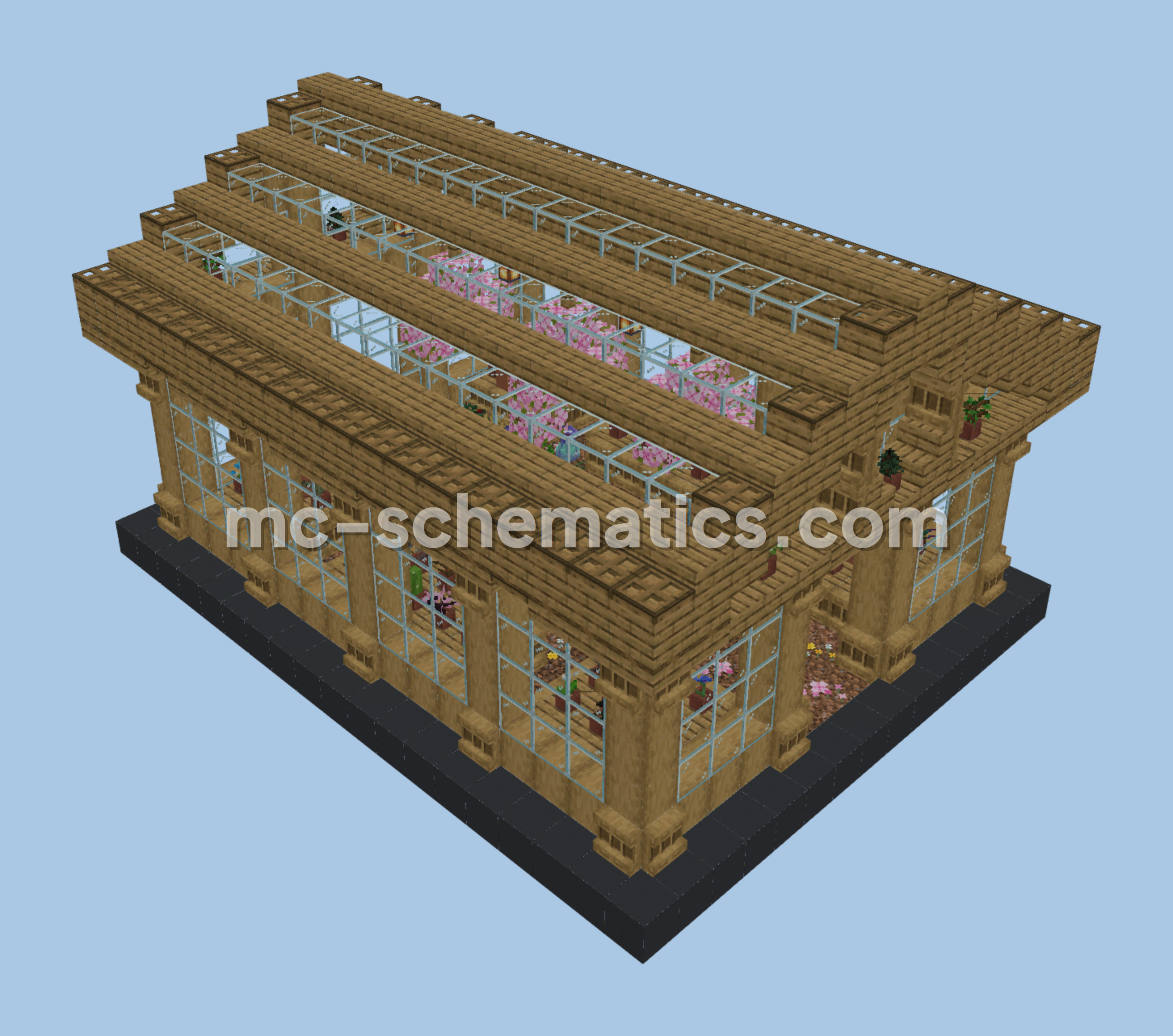 Cozy Wooden Greenhouse Build Minecraft schematic preview
