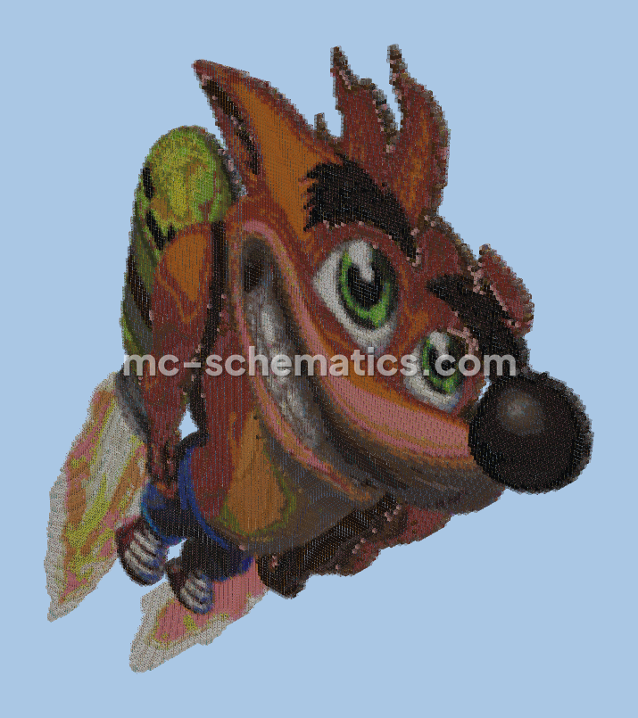 Crash Bandicoot Pixel Art Minecraft schematic