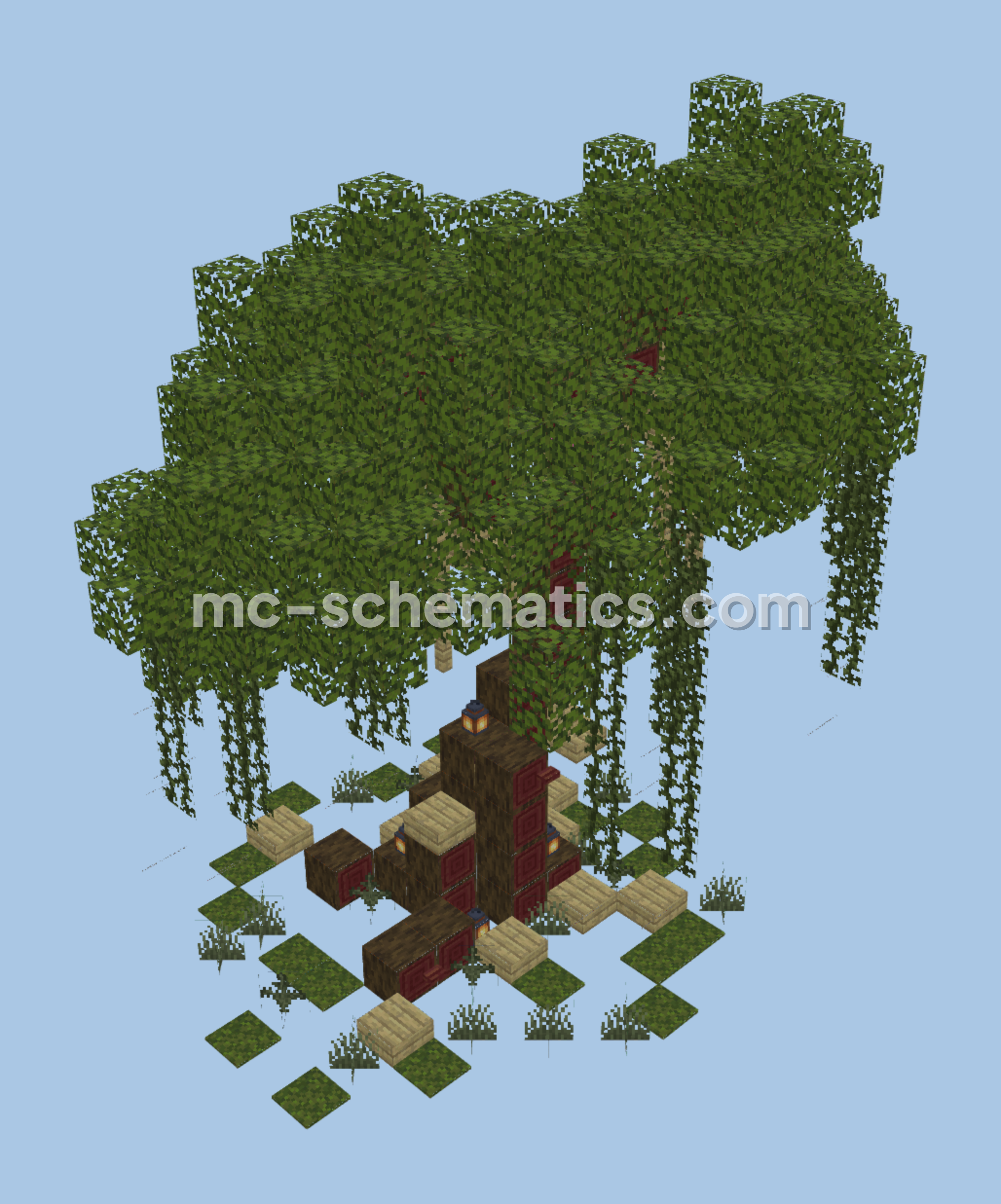 Custom Hanging Tree Design Minecraft schematic preview