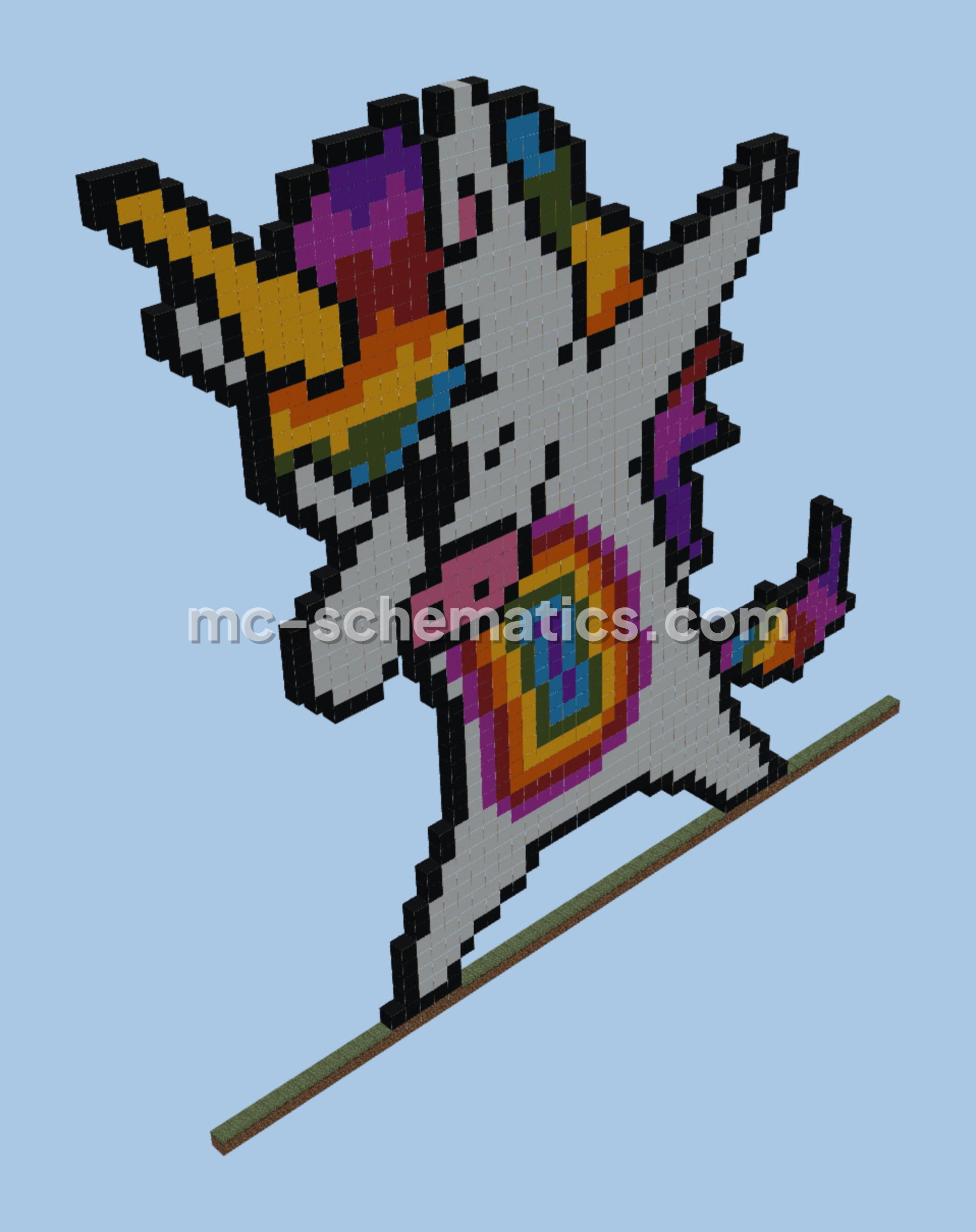 Dabbing Unicorn Pixel Art Minecraft schematic preview