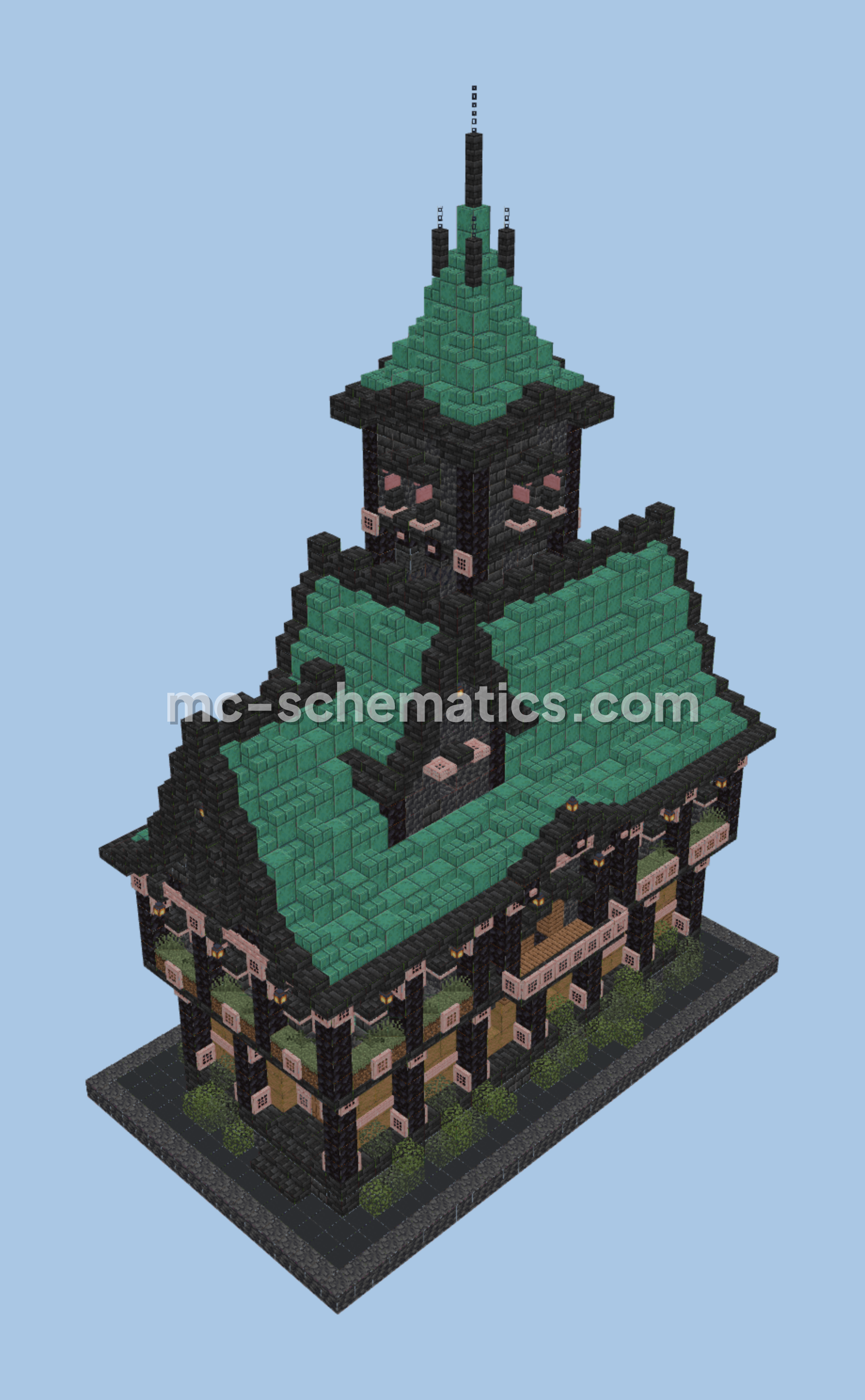 Dark Copper Medieval Town Hall Minecraft schematic preview