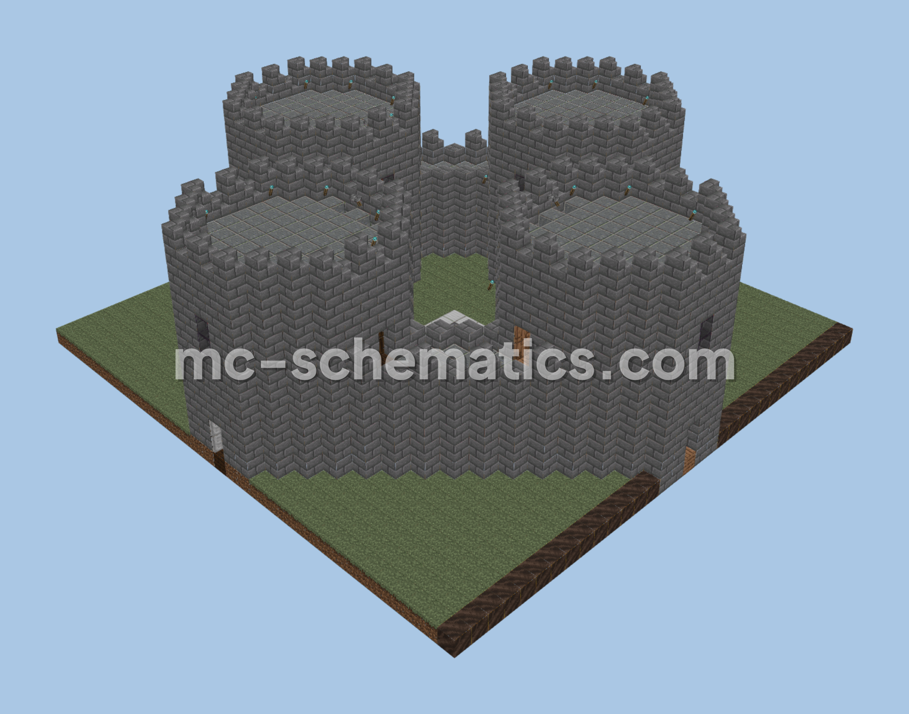 Dark Four-Way Castle Minecraft schematic preview