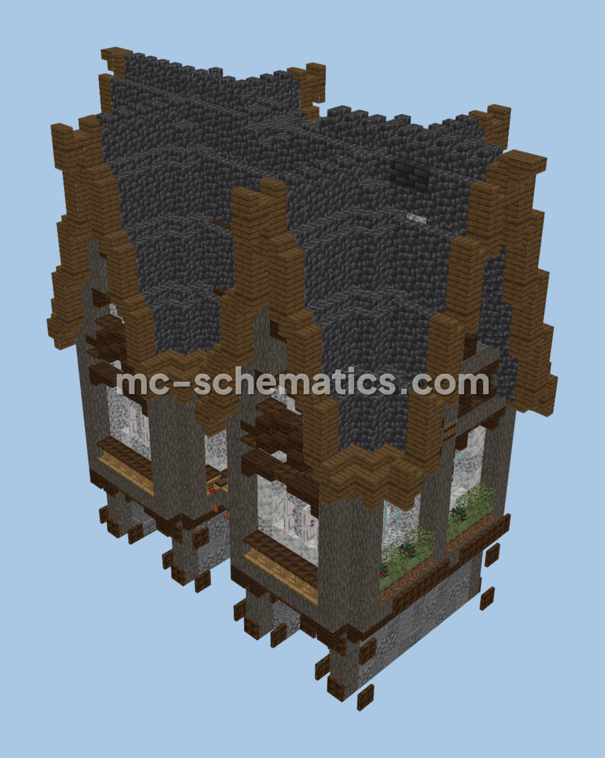 Decorated Medieval Home Schematic for Minecraft Survival Minecraft schematic preview