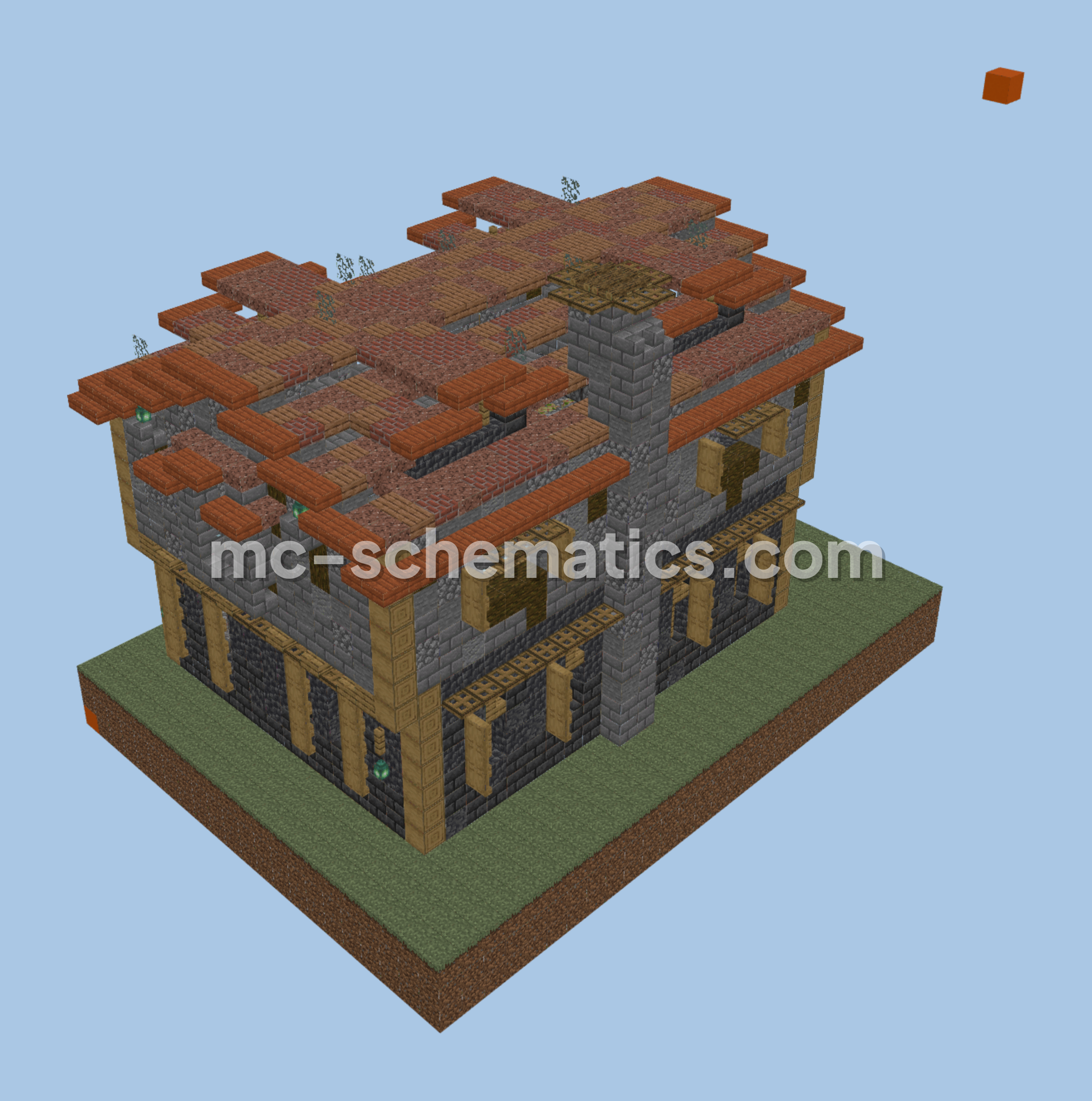 Decorated Stone Farm Build Minecraft schematic preview