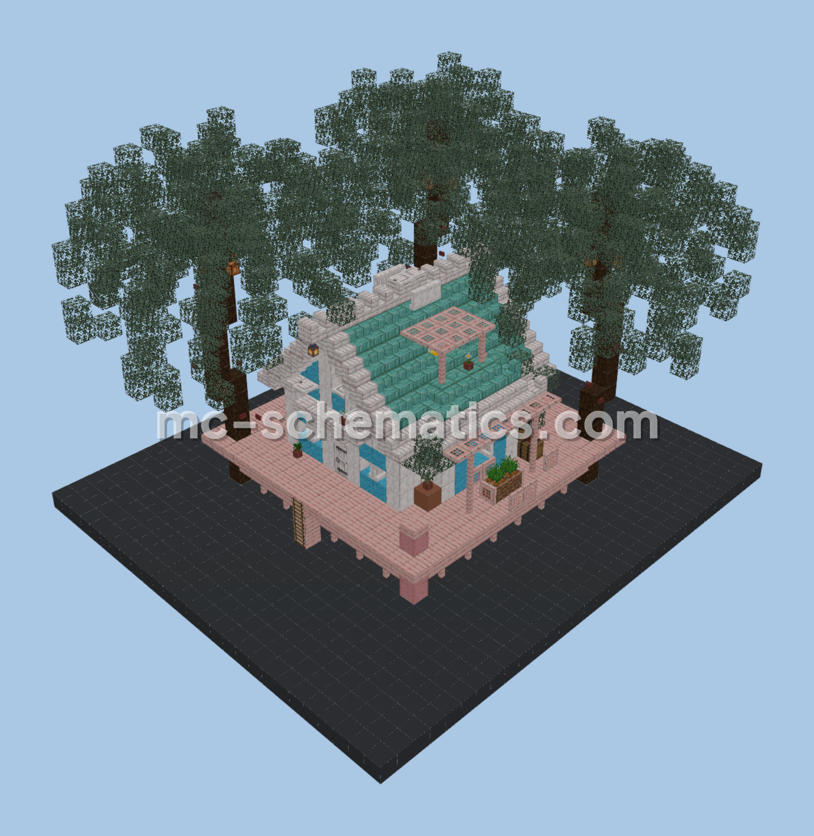 Decorated Tropical Stilt House for Coastal Minecraft Biomes Minecraft schematic