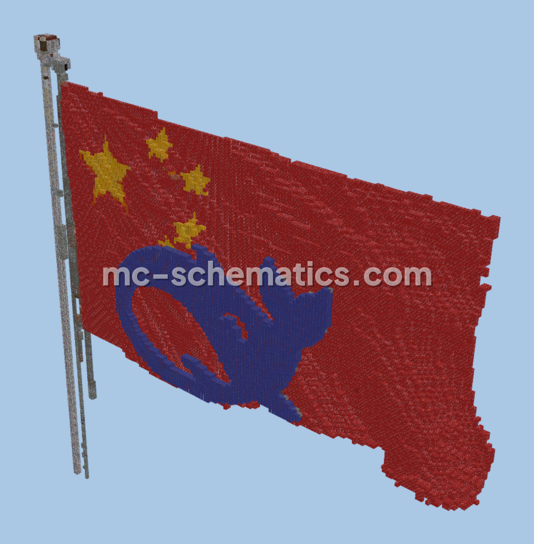 Deepseek Logo Chinese Flag Statue Minecraft schematic preview
