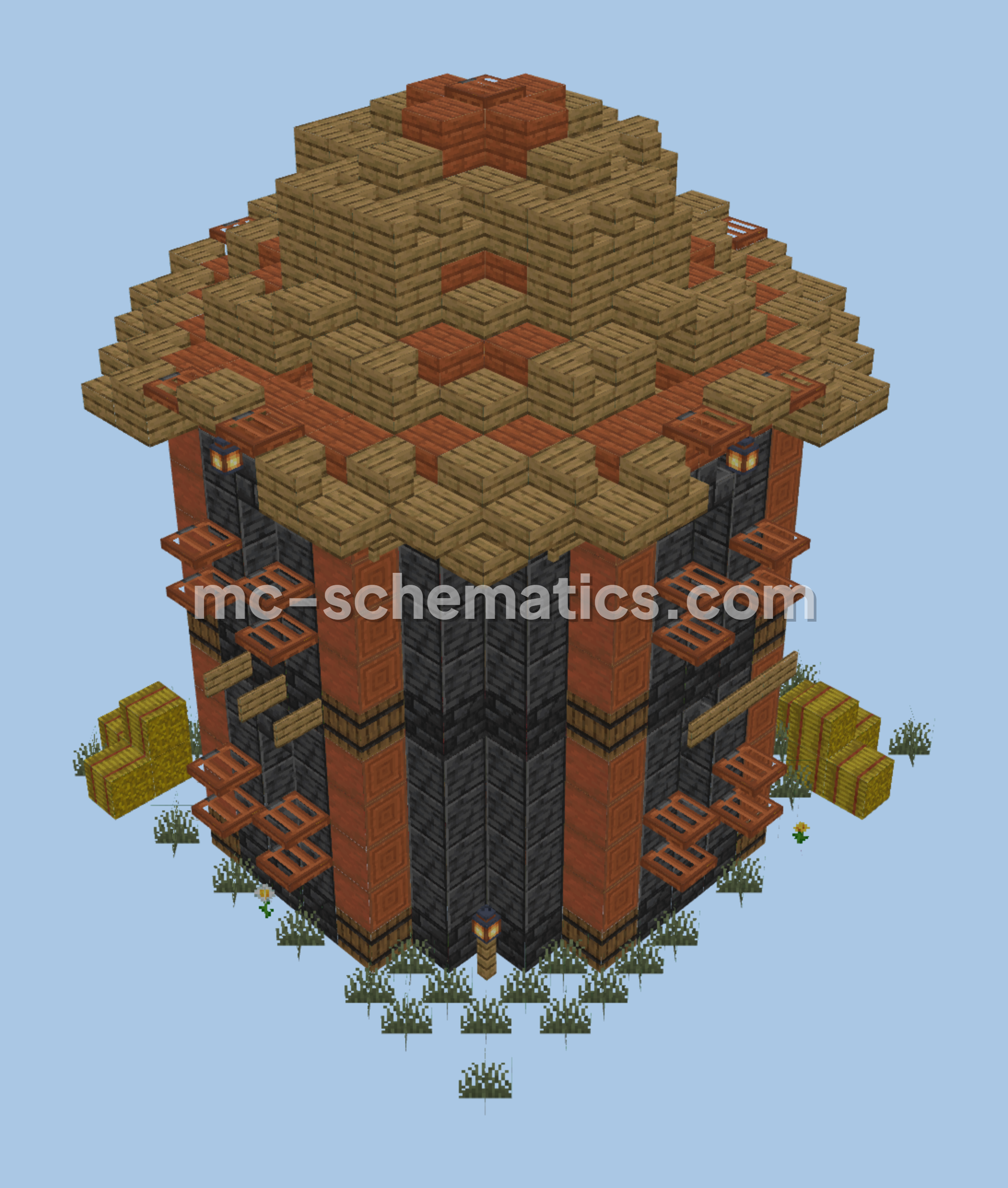 Deepslate Medieval Tower Design Minecraft schematic preview