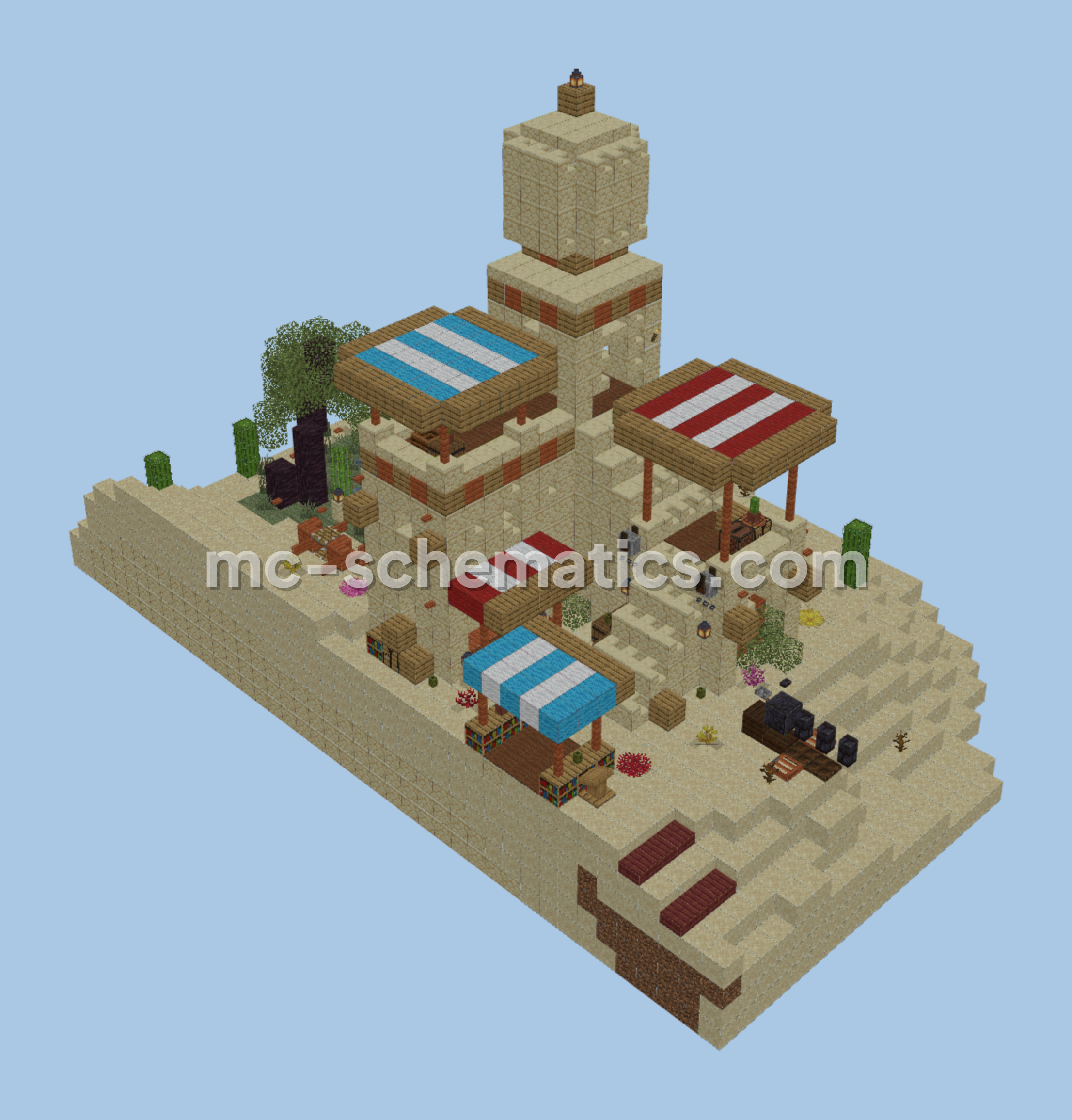 Desert Oasis House - Sandstone Build Minecraft schematic preview