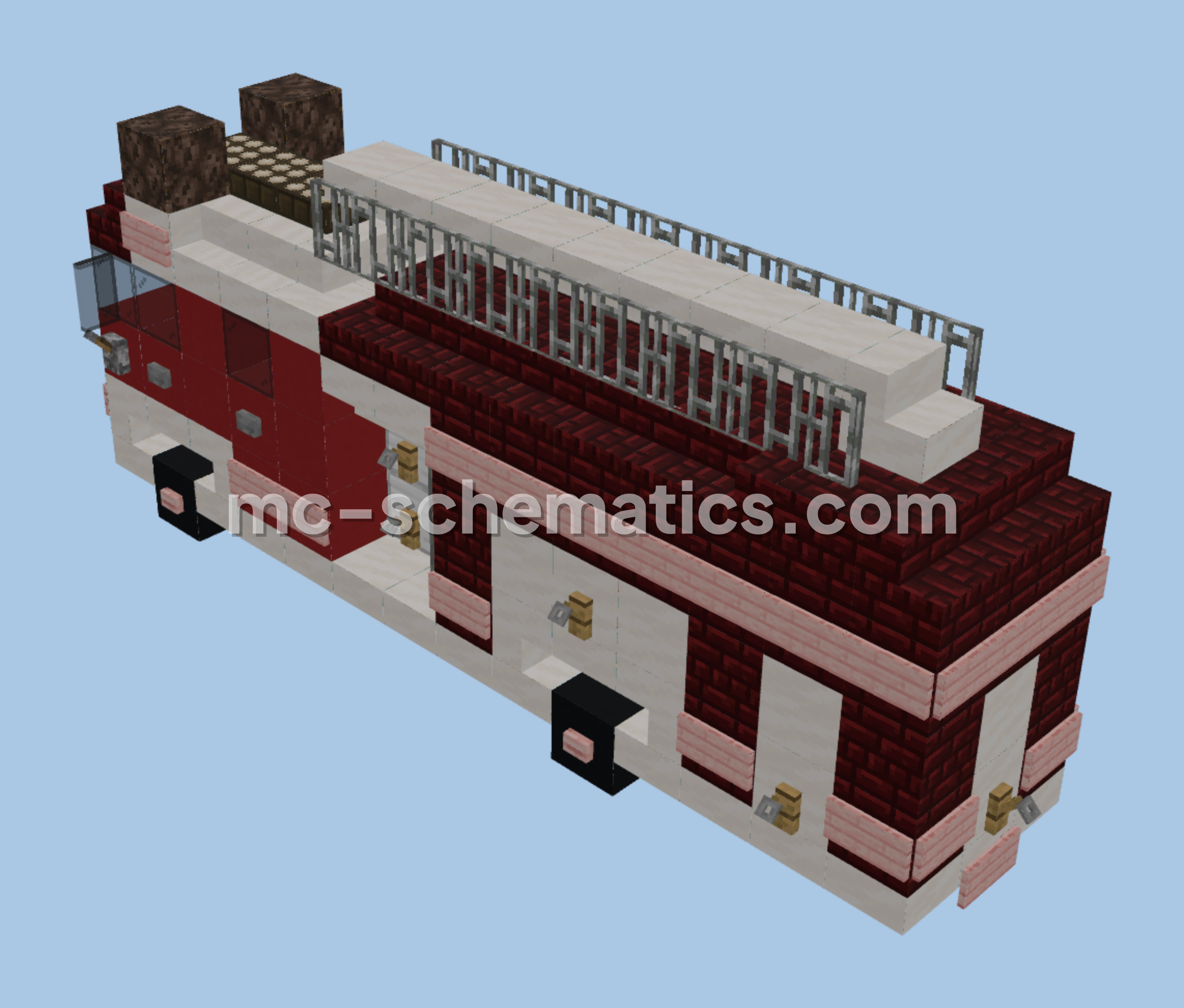 Detailed Design Fire Truck Minecraft schematic preview