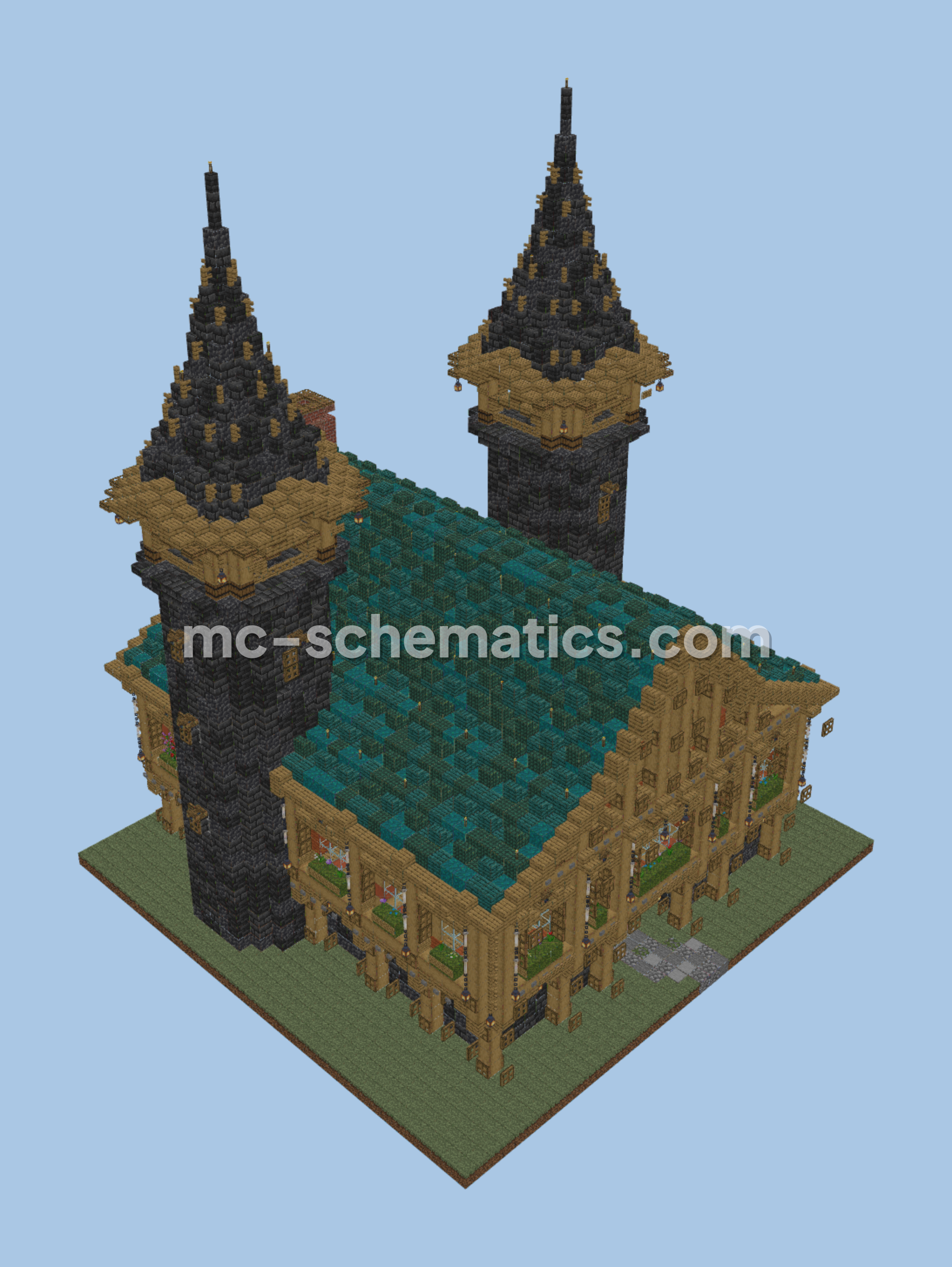 Detailed Fantasy Medieval Manor Build Minecraft schematic preview