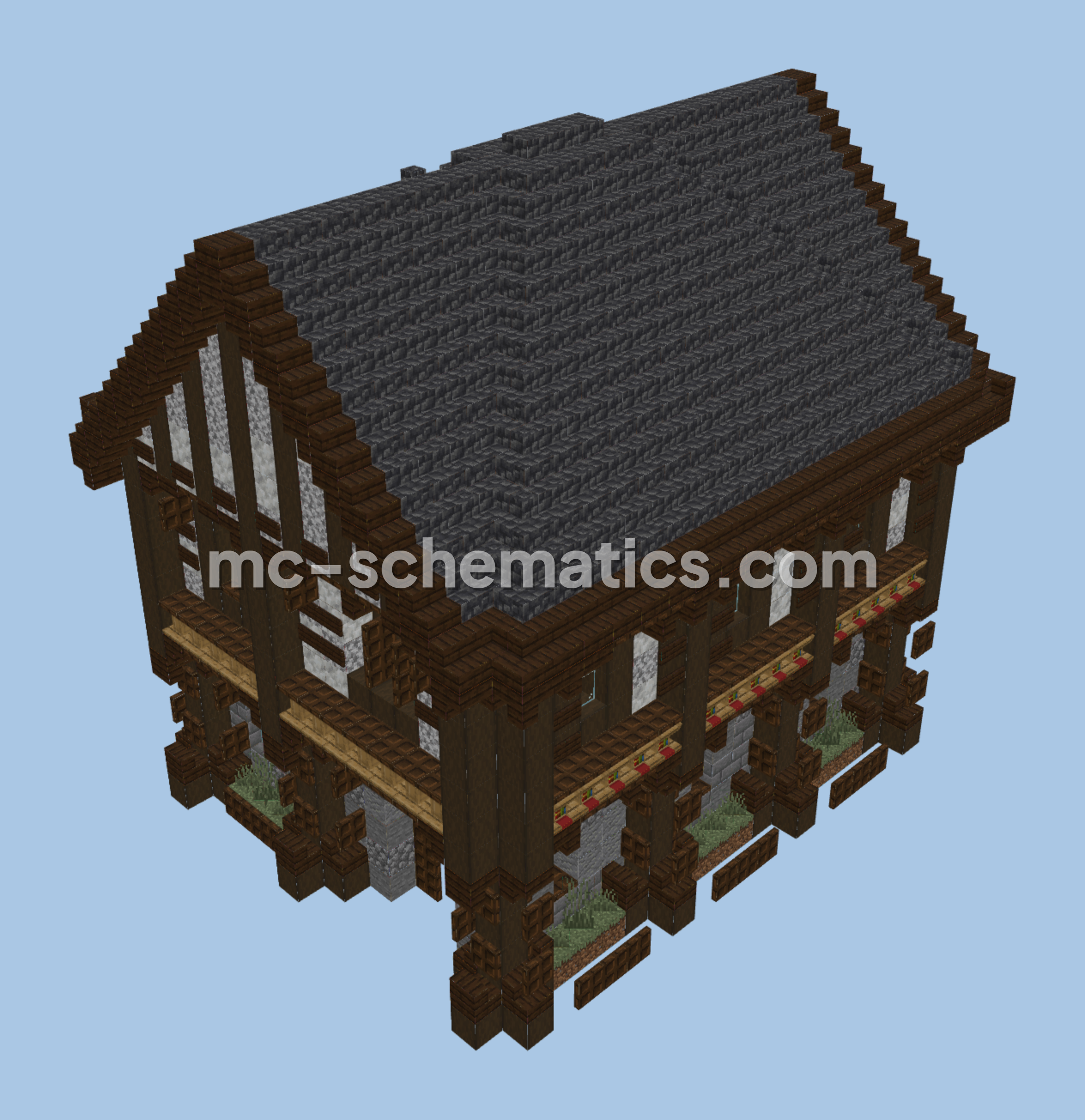 Detailed Medieval Home Survival Build with Interior Minecraft schematic