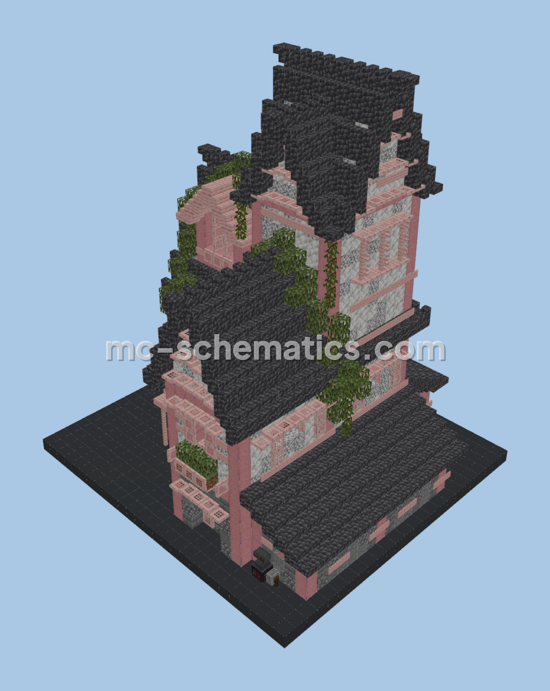 Stripped Spruce Medieval House Minecraft schematic preview