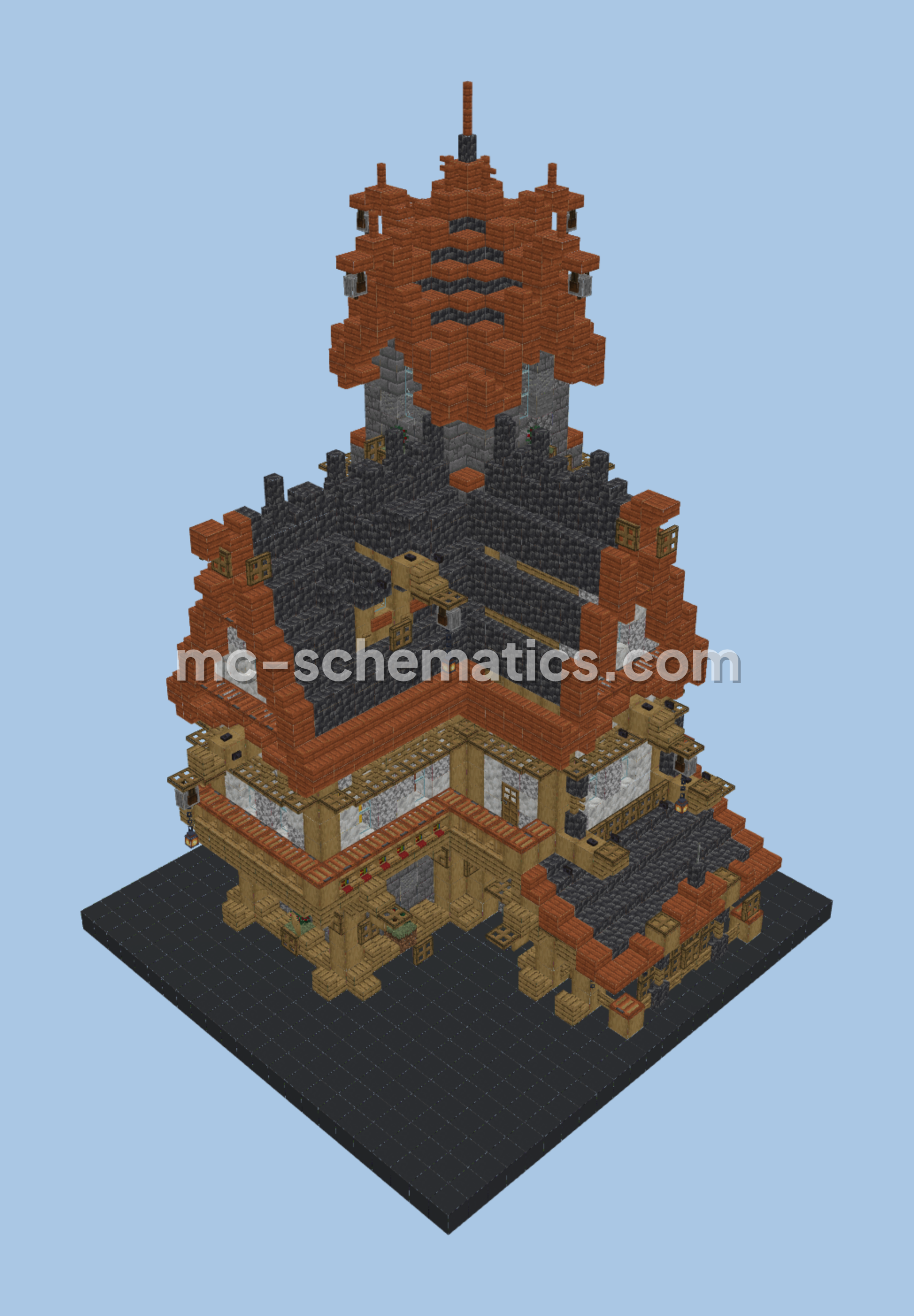 Detailed Medieval Home With Furnished Interior Minecraft schematic