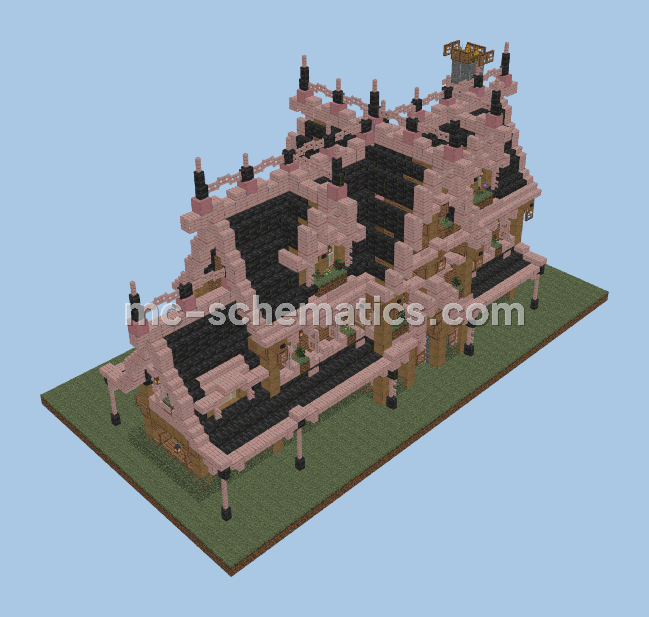 Detailed Medieval Residence with Furnished Interior Minecraft schematic