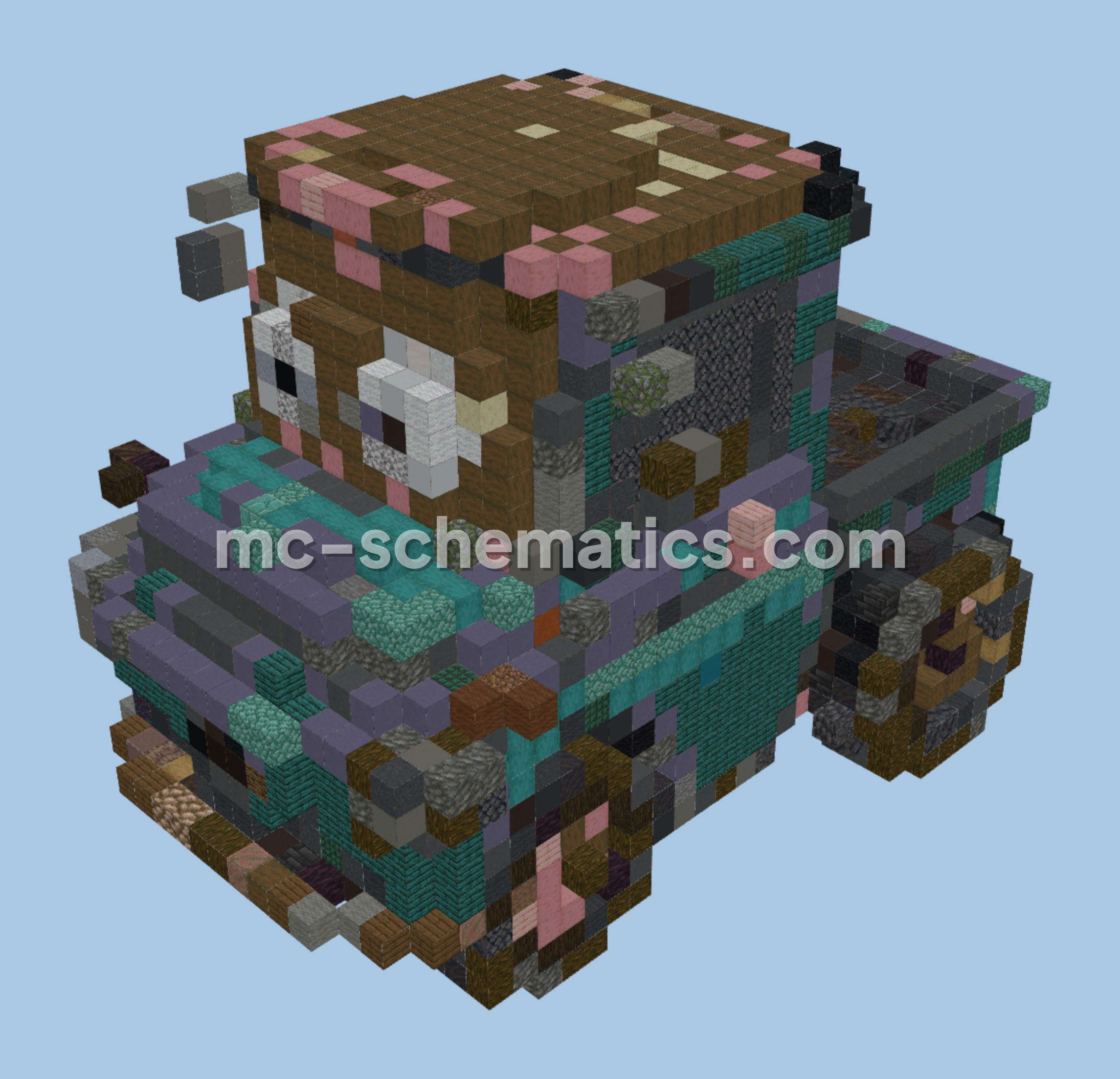 Detailed Pickup Truck from Cars Minecraft schematic preview