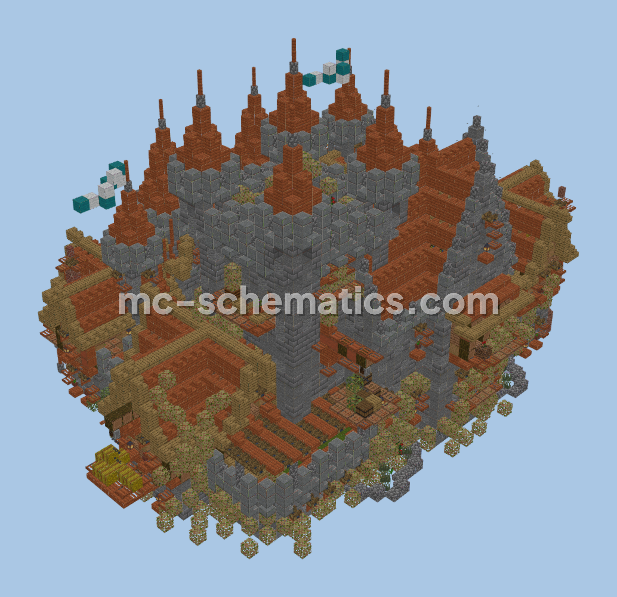 Easy Mini Castle Build Minecraft schematic preview