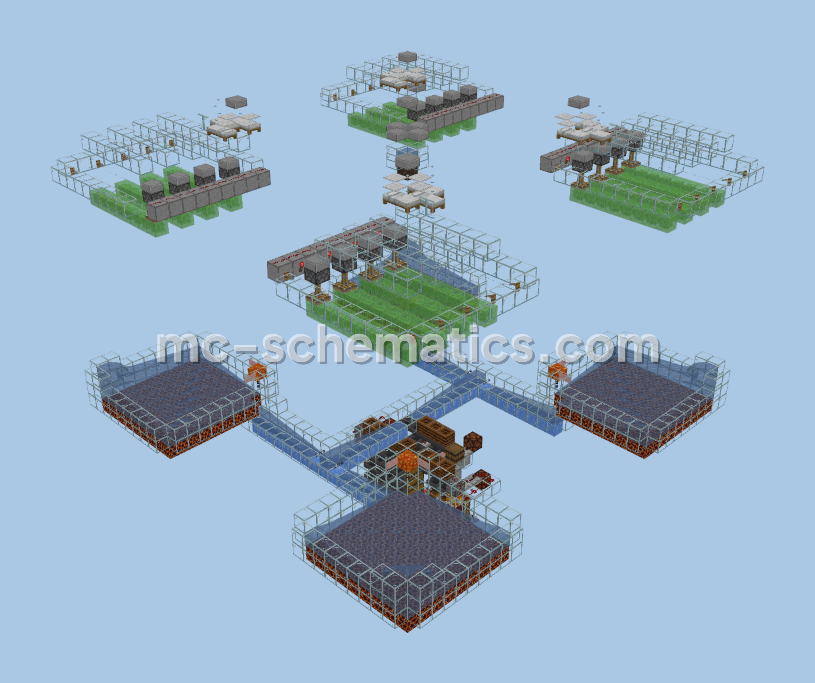 Efficient Minecraft Iron Farm With Sorting Minecraft schematic preview
