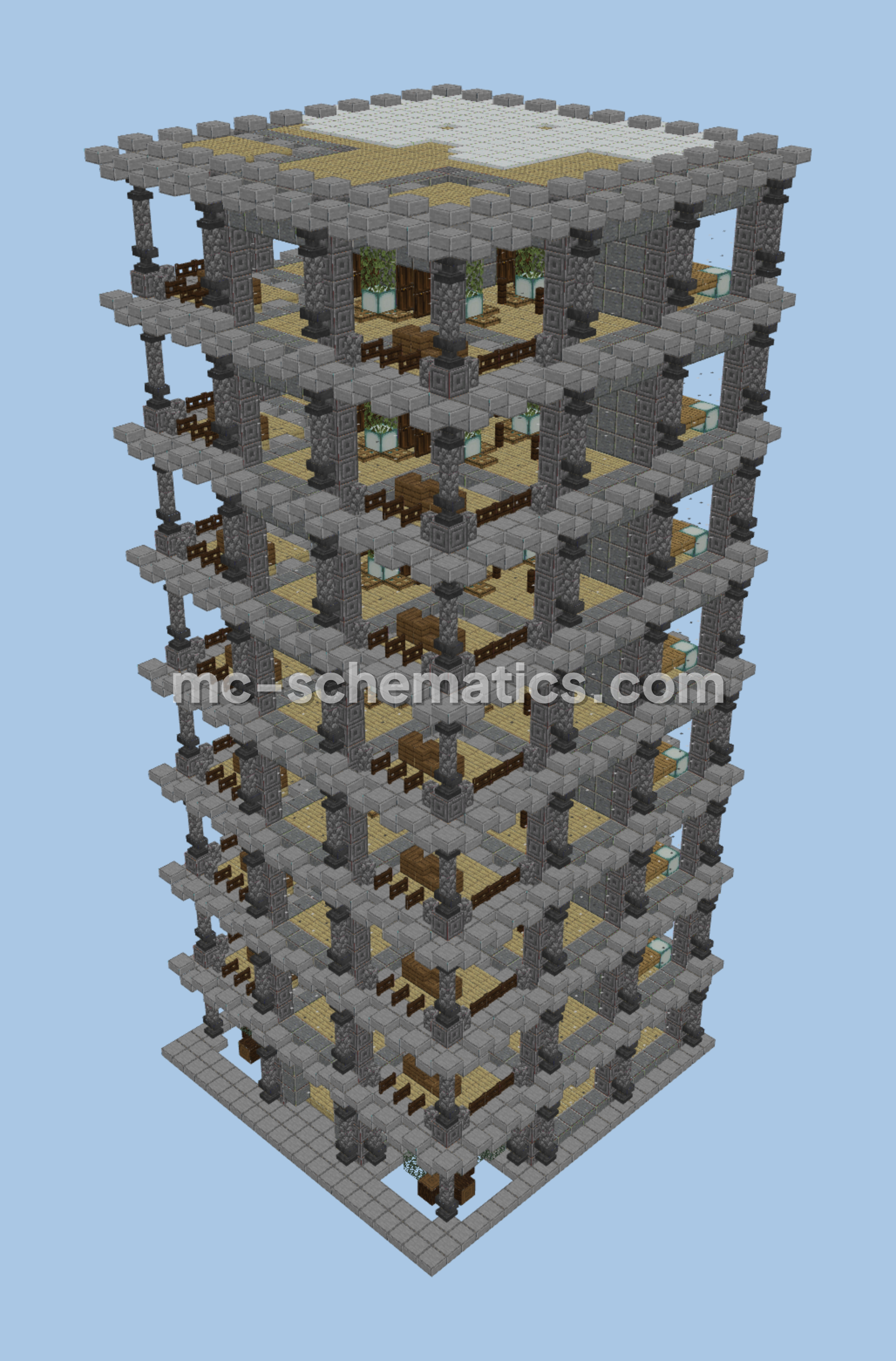 Eight Story Hotel Minecraft schematic preview