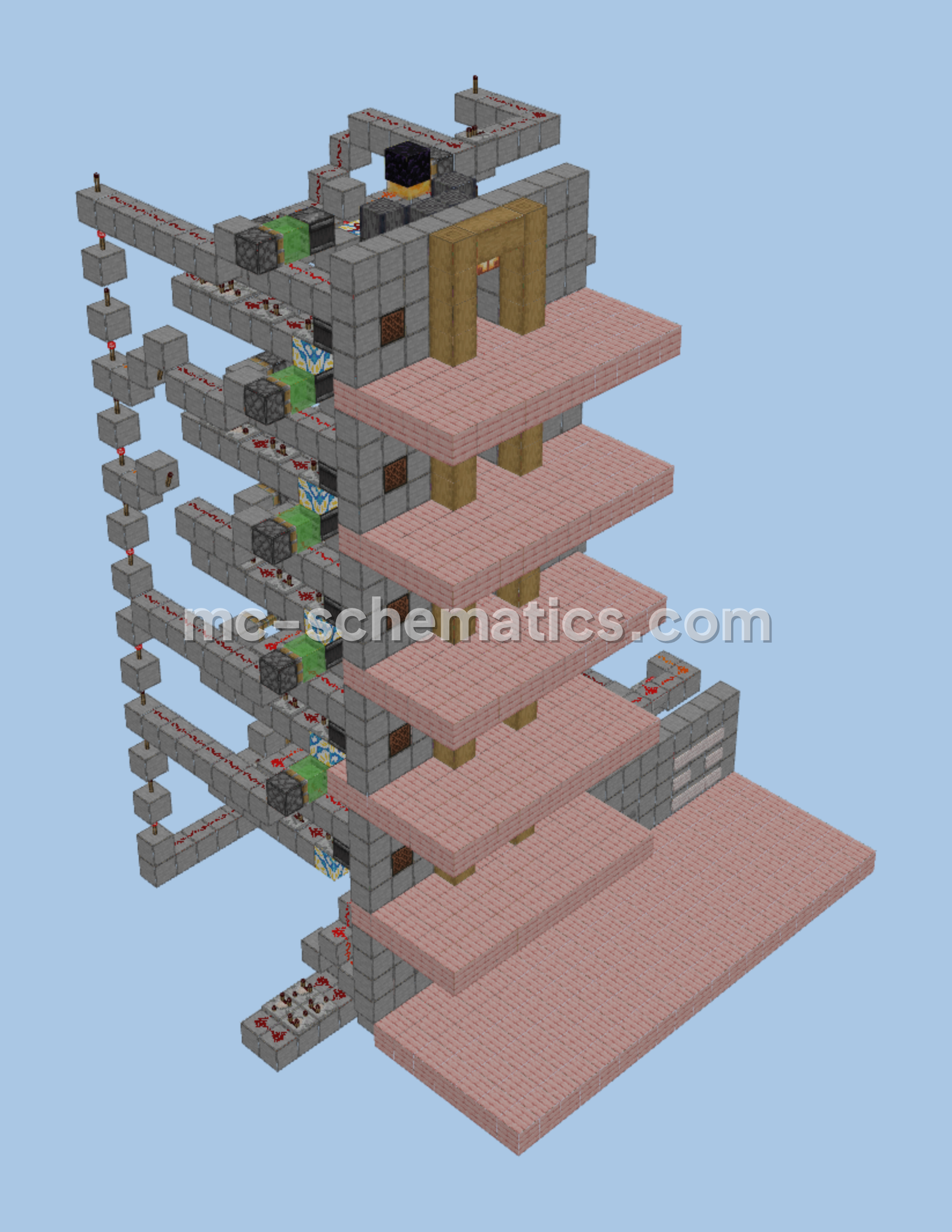 Elevator with Floor Selector Minecraft schematic