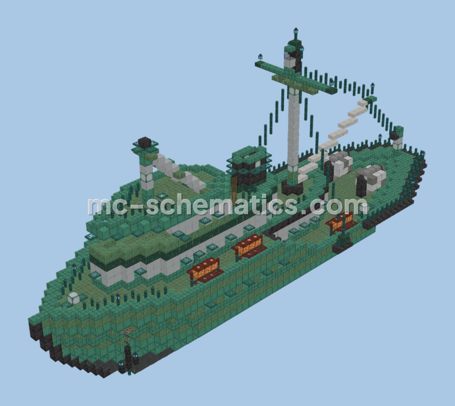 Emerald Copper Fishing Boat Minecraft schematic preview