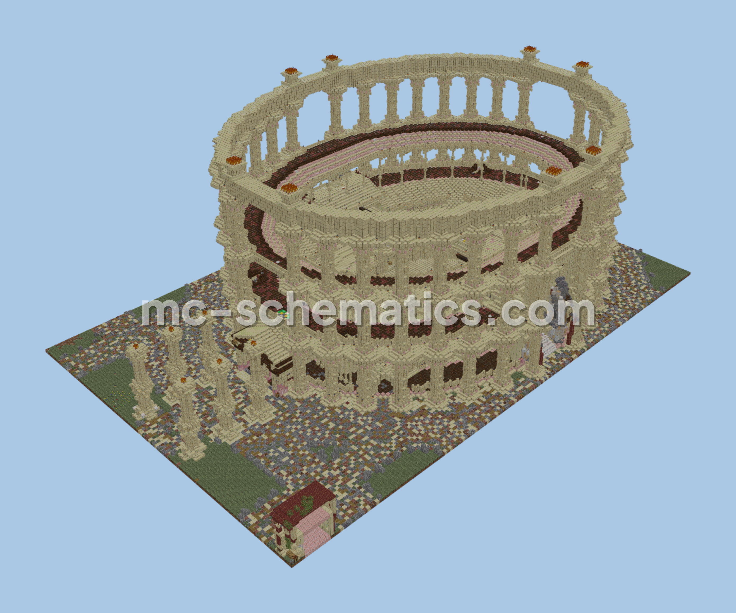 Epic Medieval Coliseum Arena Build Minecraft schematic