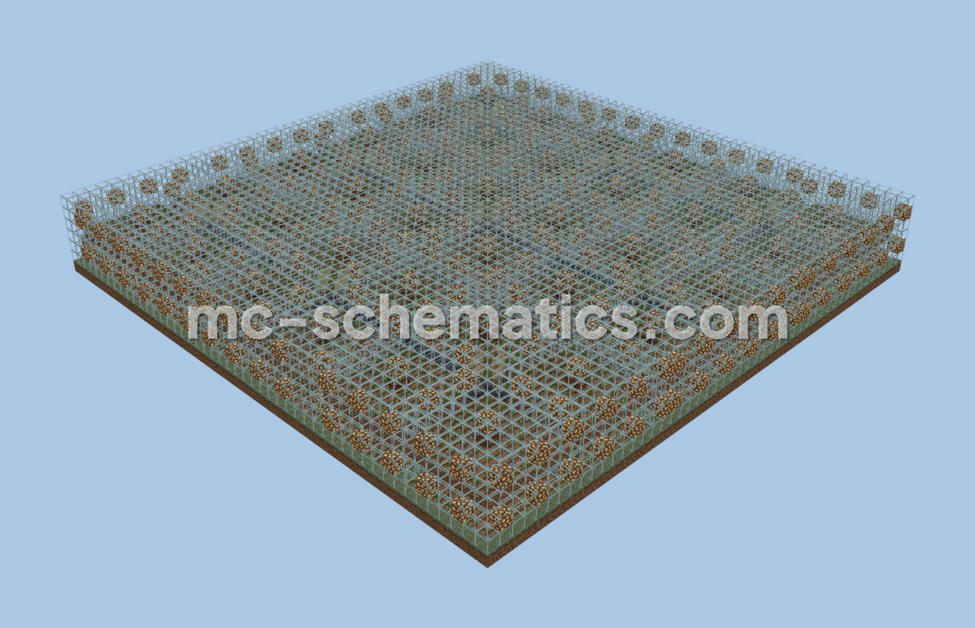 Expandable 3x3 Chunk Crop Farm Minecraft schematic preview