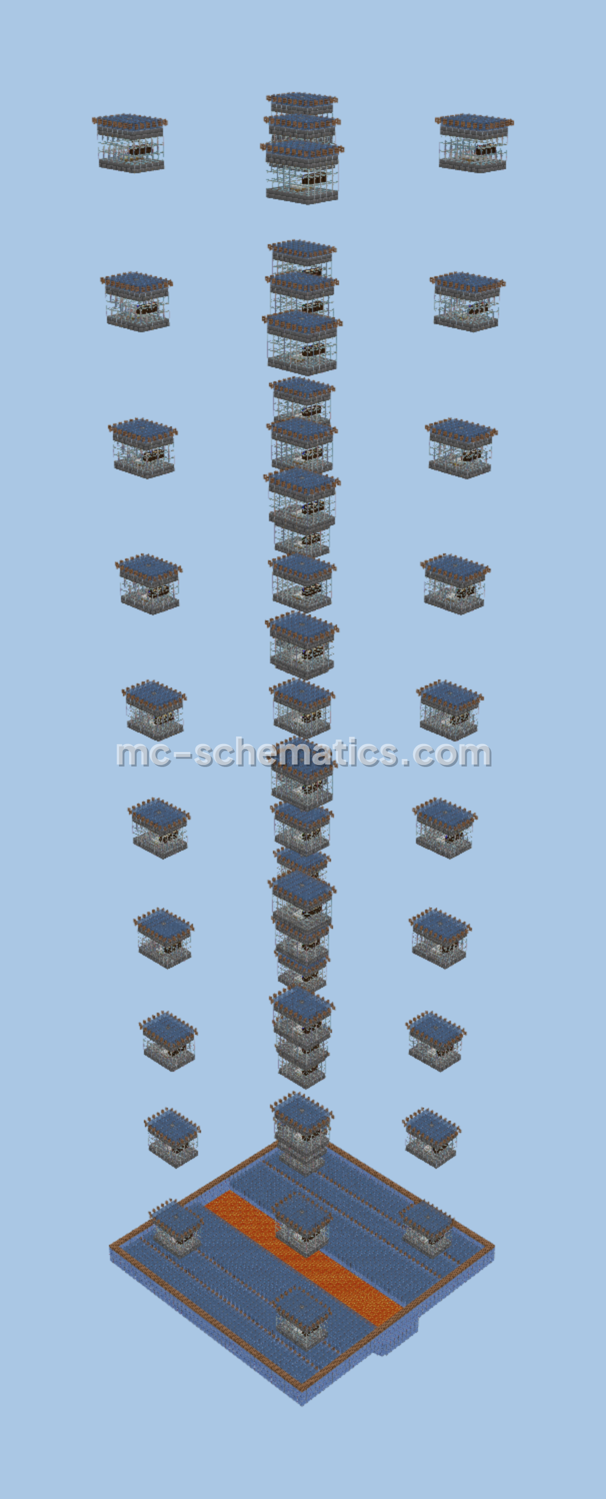 Expandable 60-Module Iron Farm with Auto-Crafting Minecraft schematic