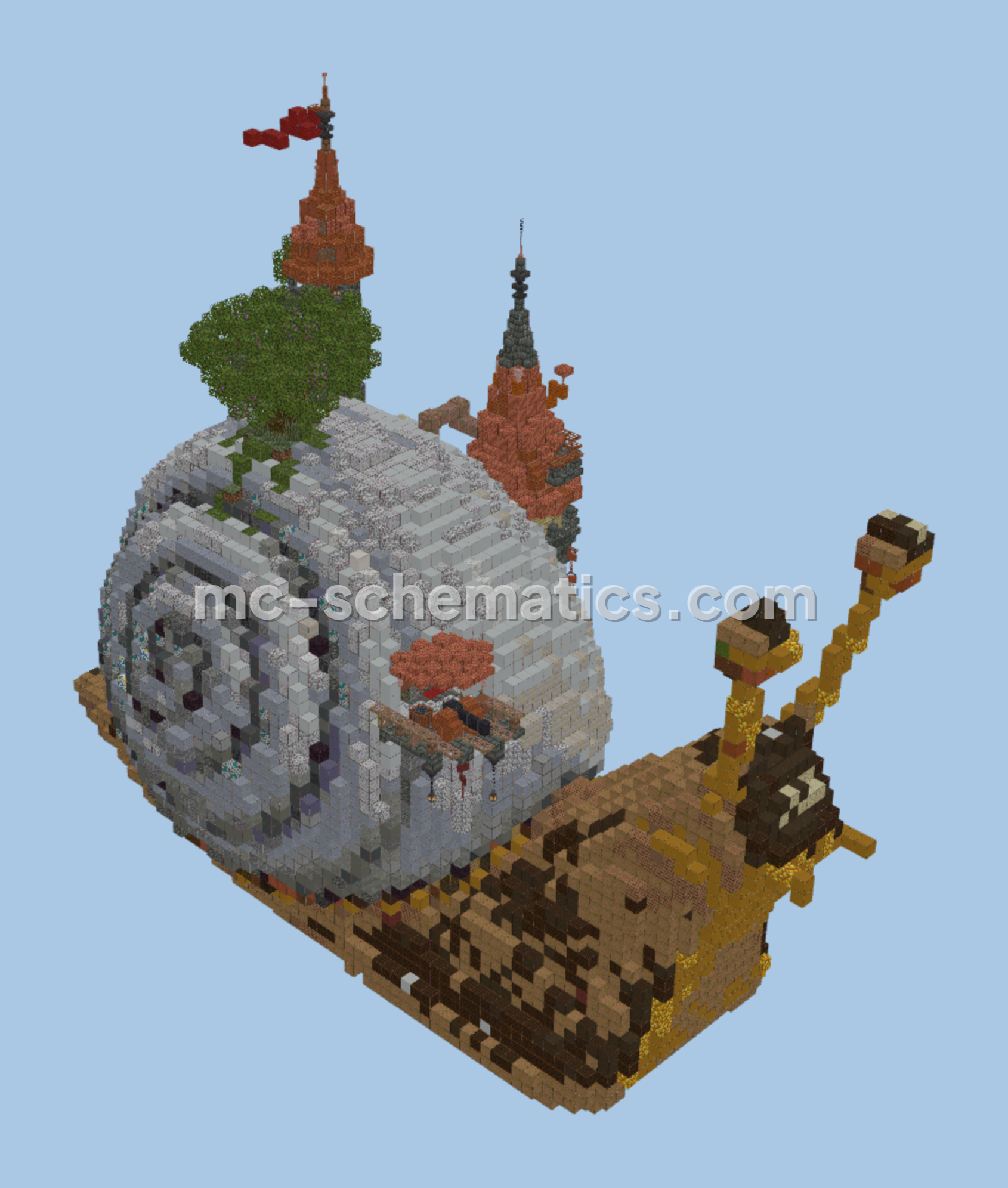 Fantasy Castle on a Snail Minecraft schematic preview
