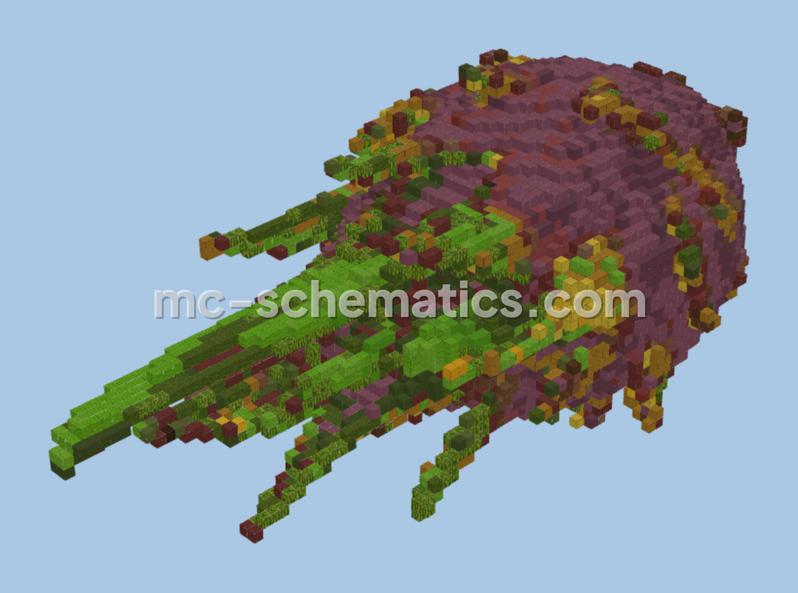 Fantasy Dragon Fruit or Pitaya Sculpture Minecraft schematic preview