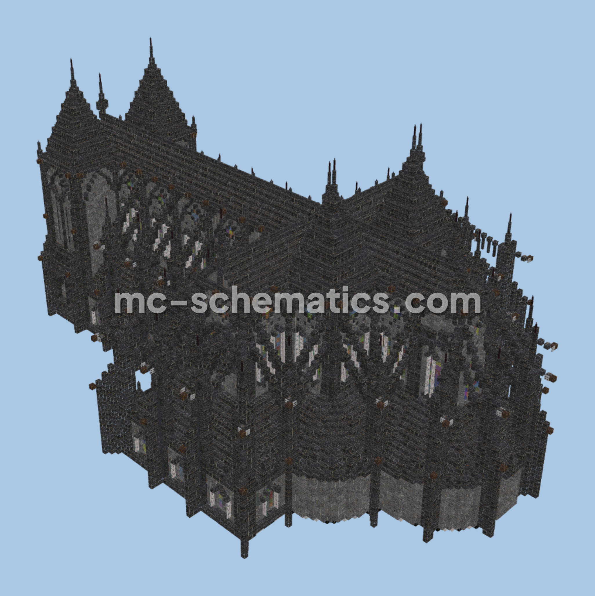 Fantasy Gothic Cathedral Architectural Build Minecraft schematic