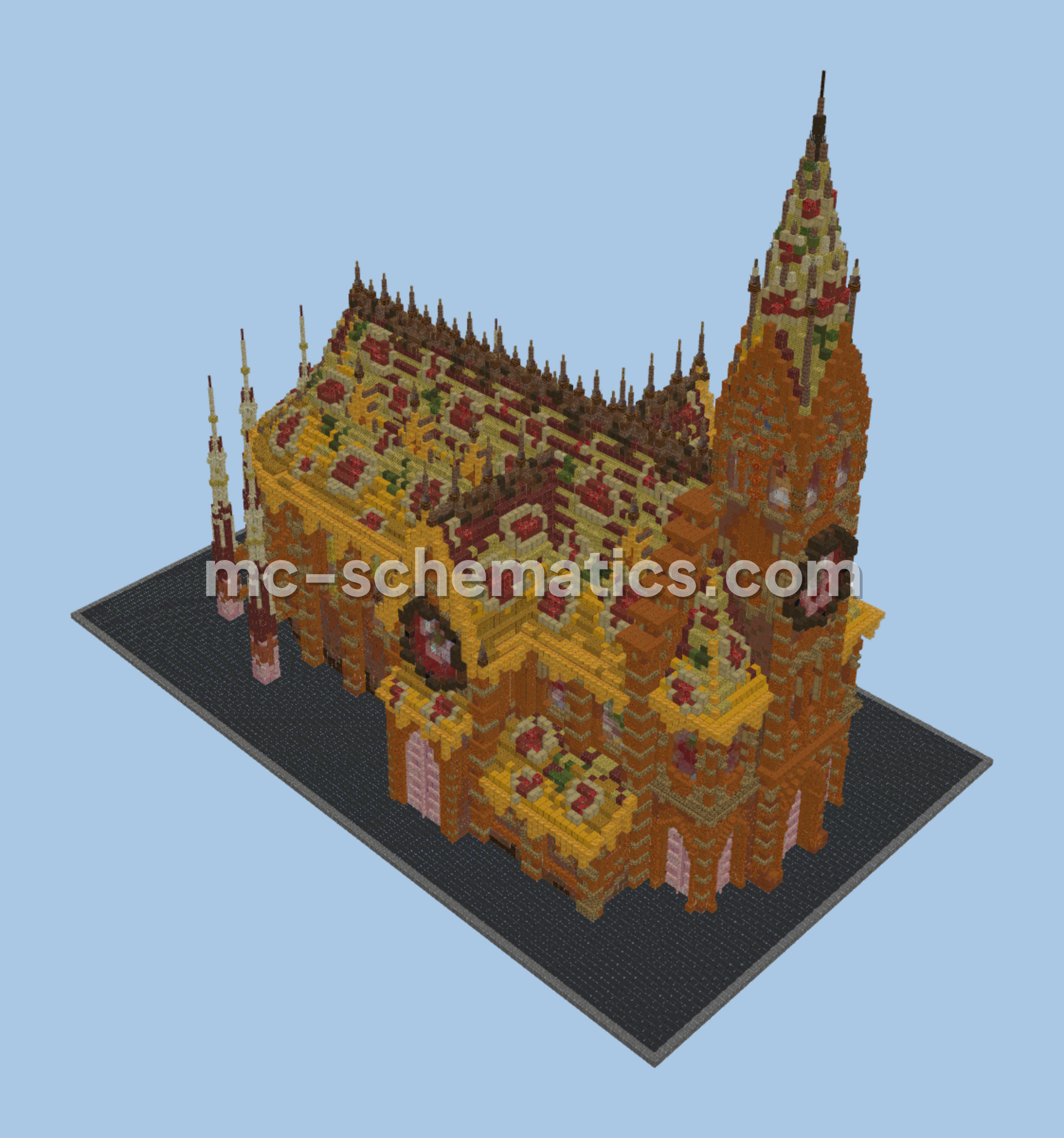 Fantasy Pizza Cathedral Building Minecraft schematic preview