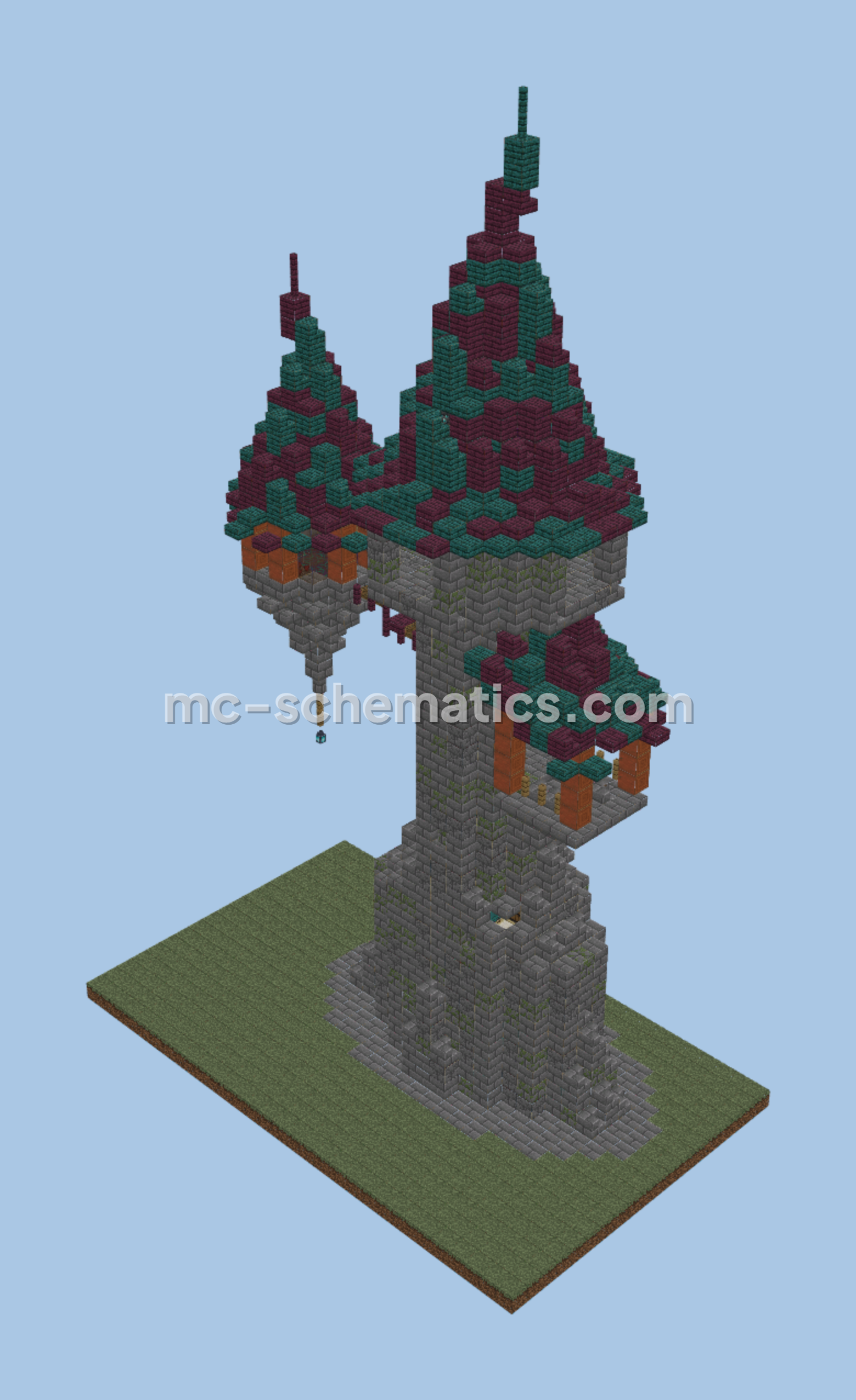 Fantasy Wizard Tower With Interior Minecraft schematic preview