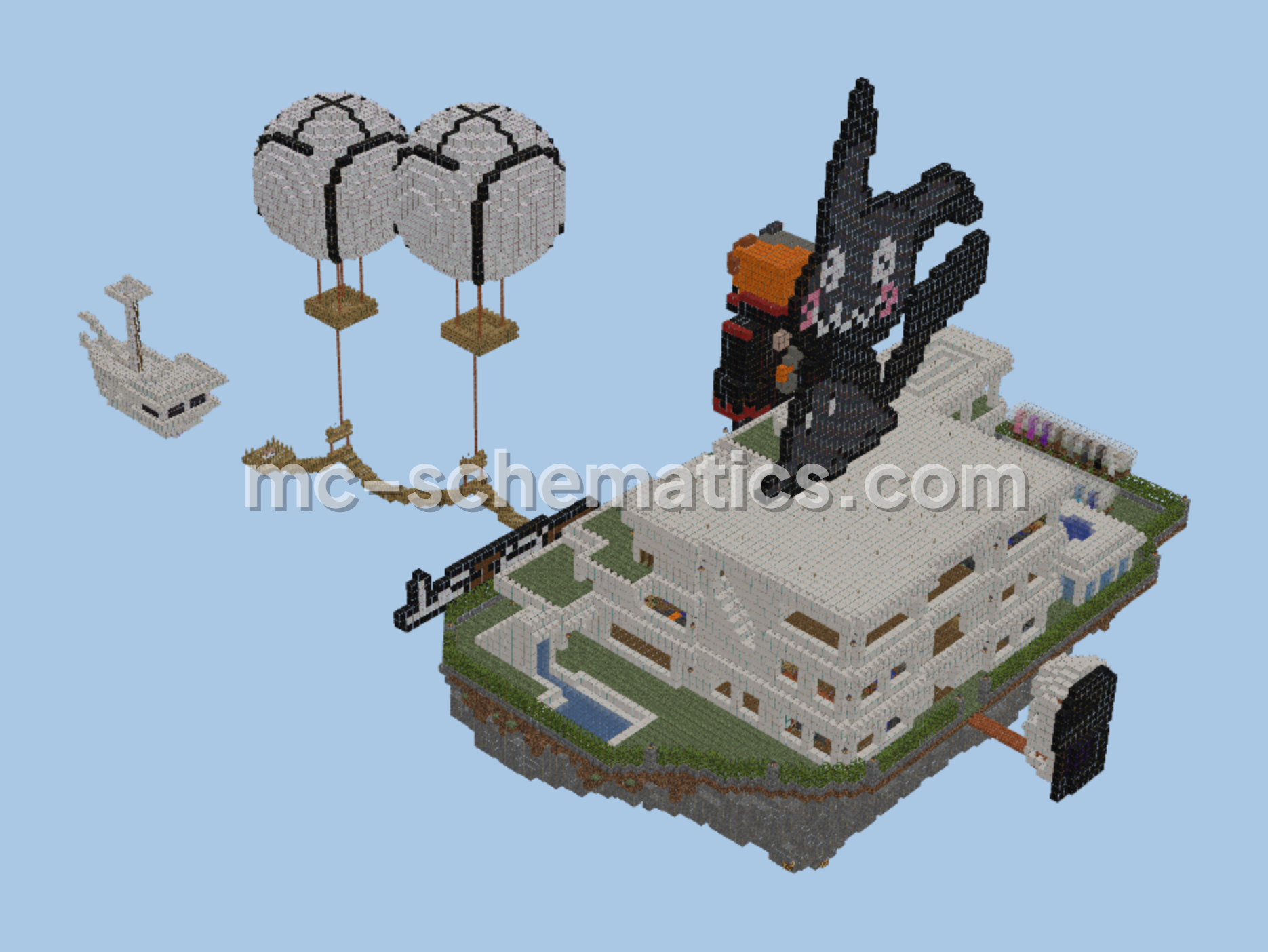 Floating Houseboat Base Minecraft schematic preview