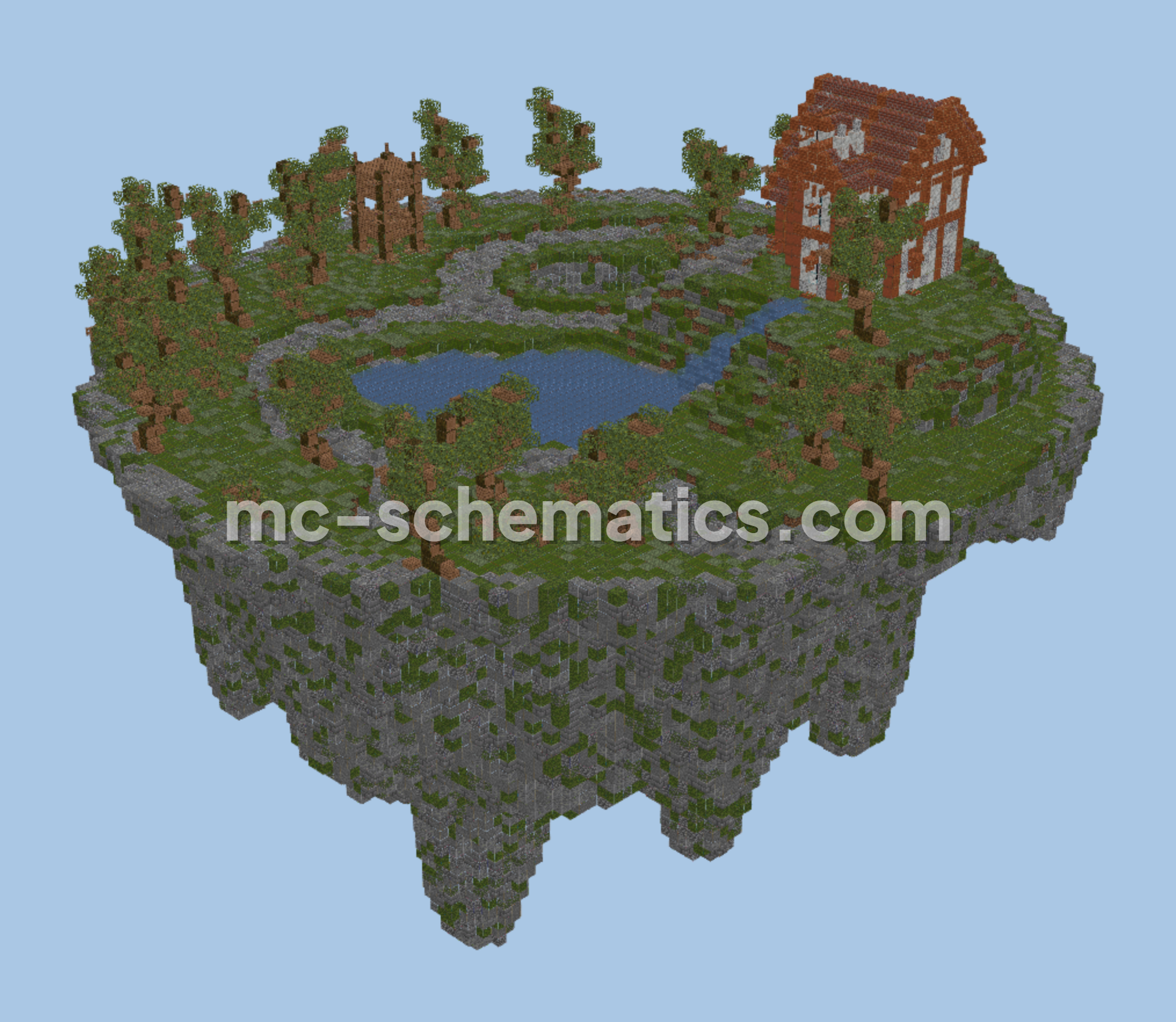 Floating Island House Base Minecraft schematic preview