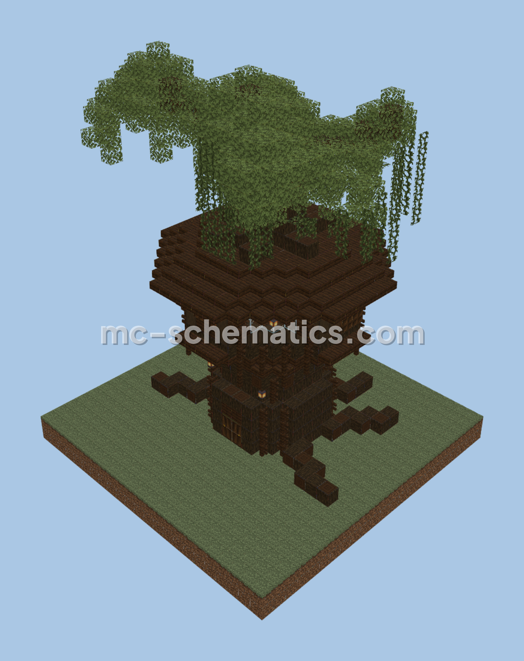 Floating Organic Treehouse Sanctuary Build Minecraft schematic