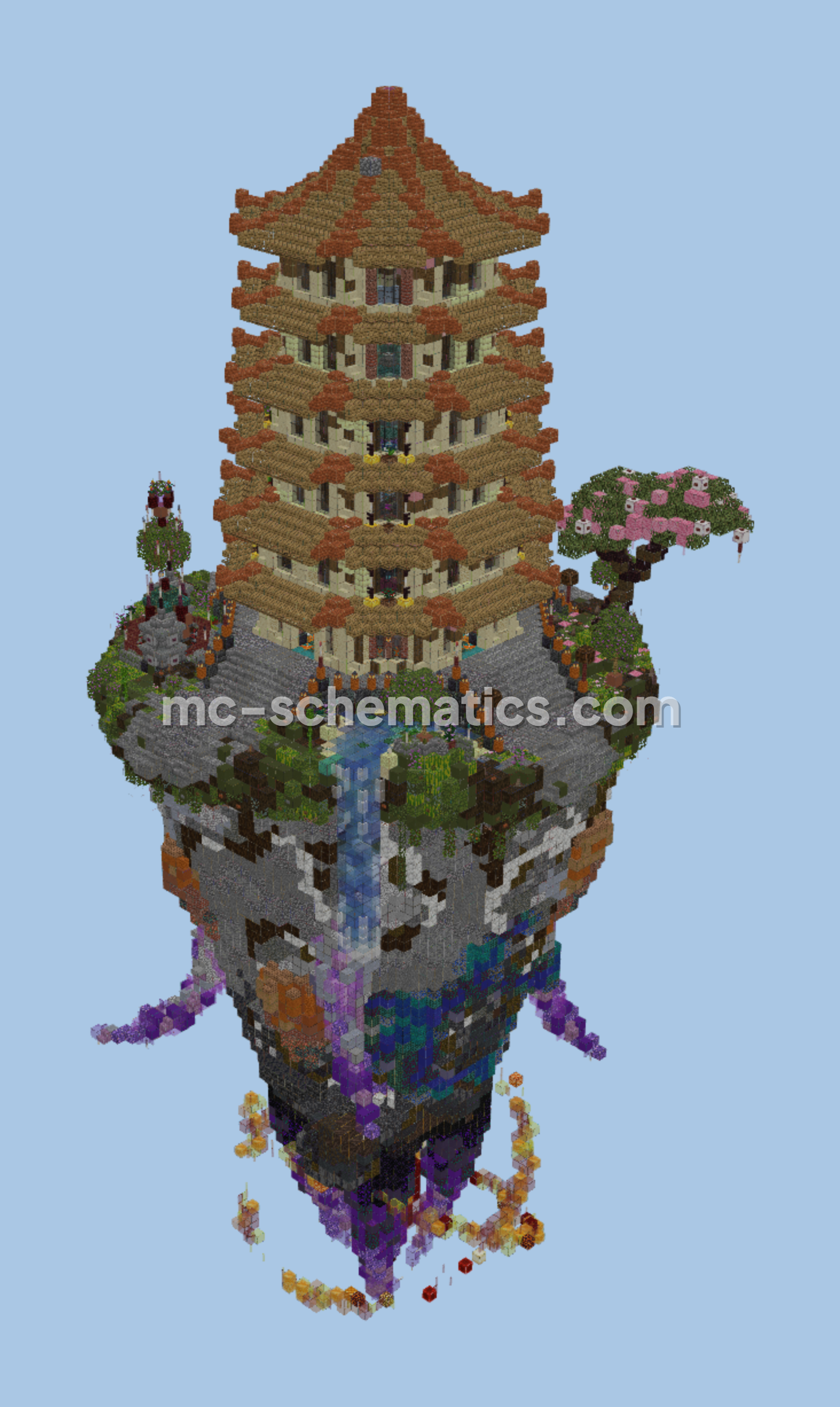Floating Pagoda Island Structure Minecraft schematic preview