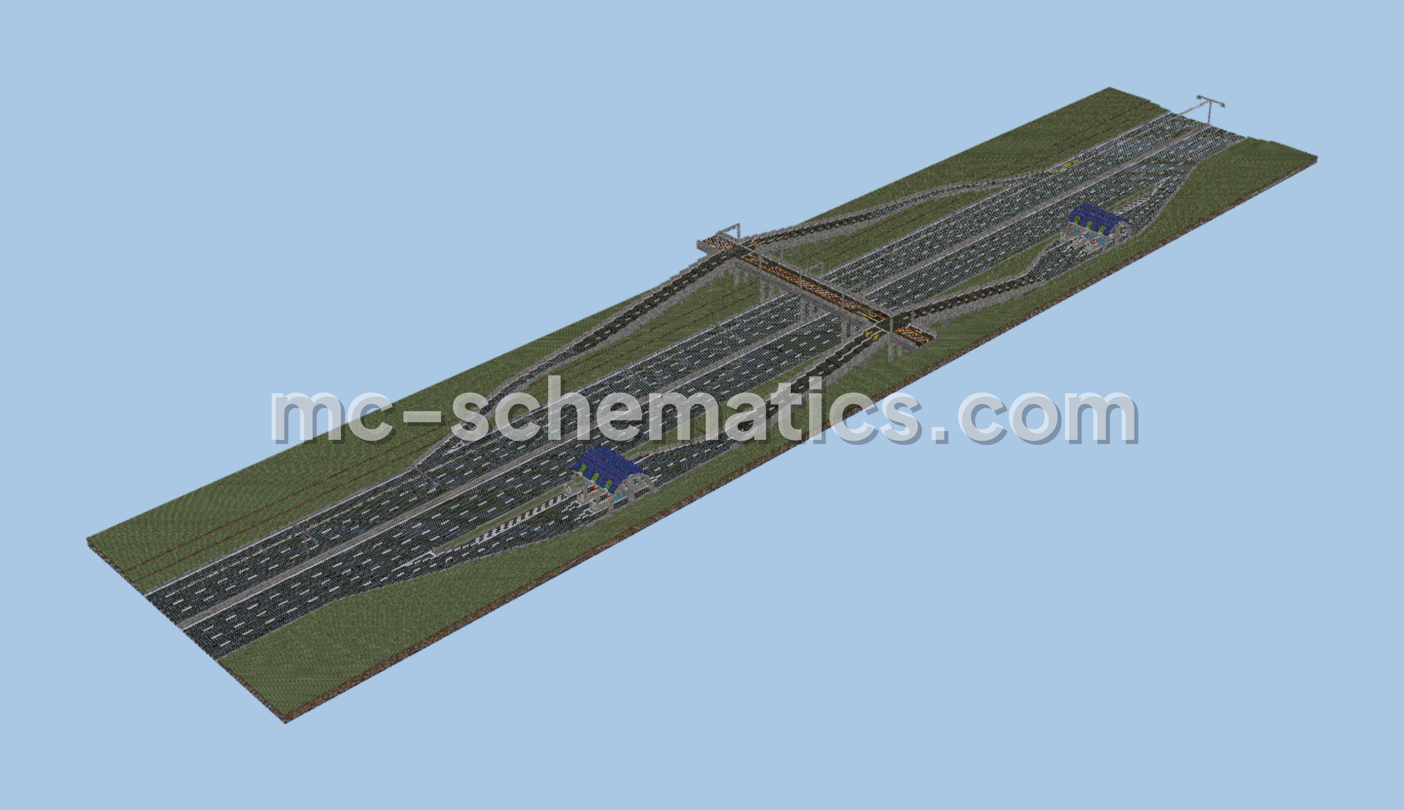 Four Lane Expressway With Toll Booth Minecraft schematic