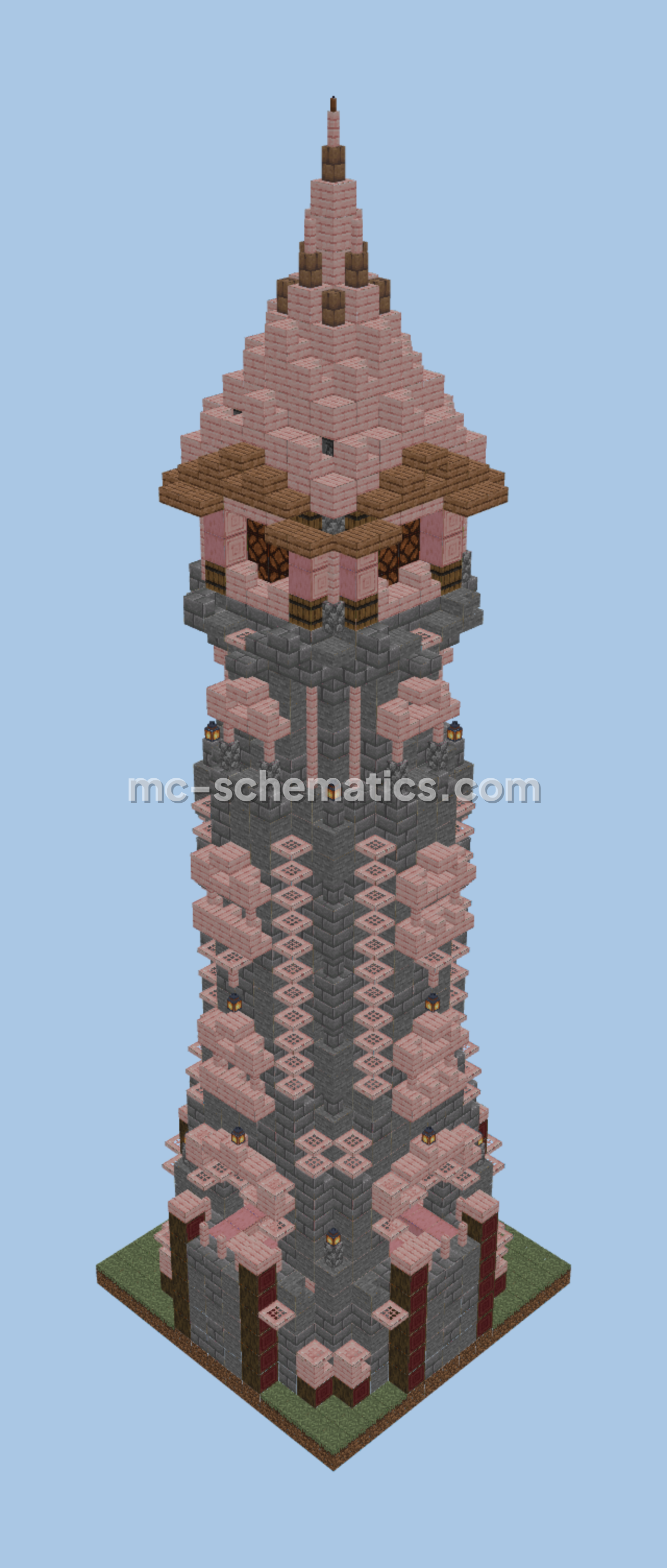 Functional Medieval Lighthouse Structure Minecraft schematic preview
