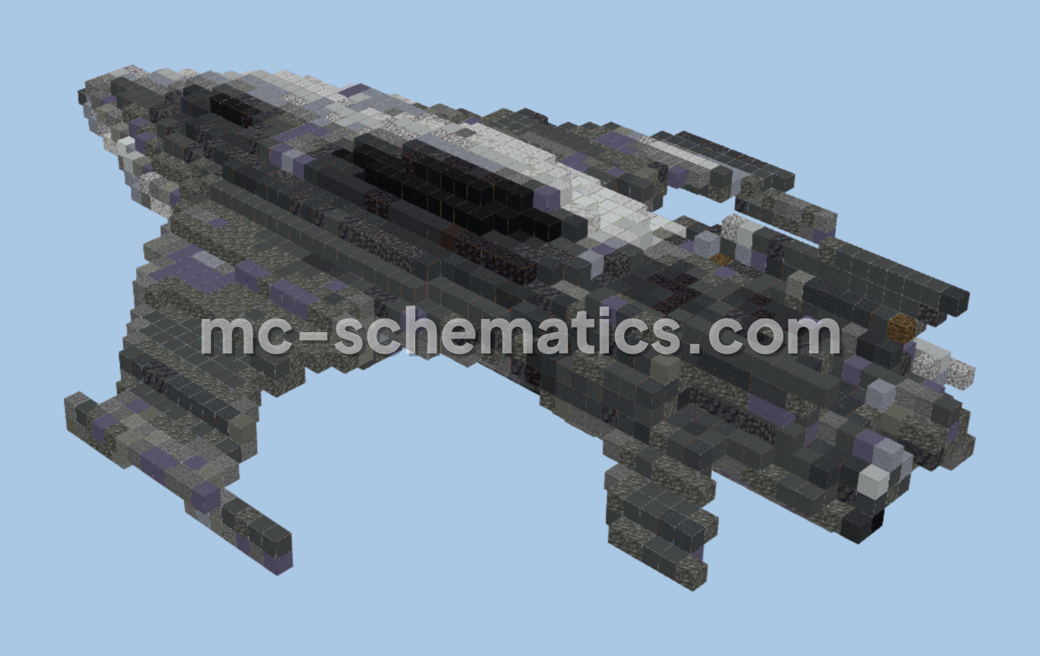 Futuristic Gray Starship Vehicle Minecraft schematic