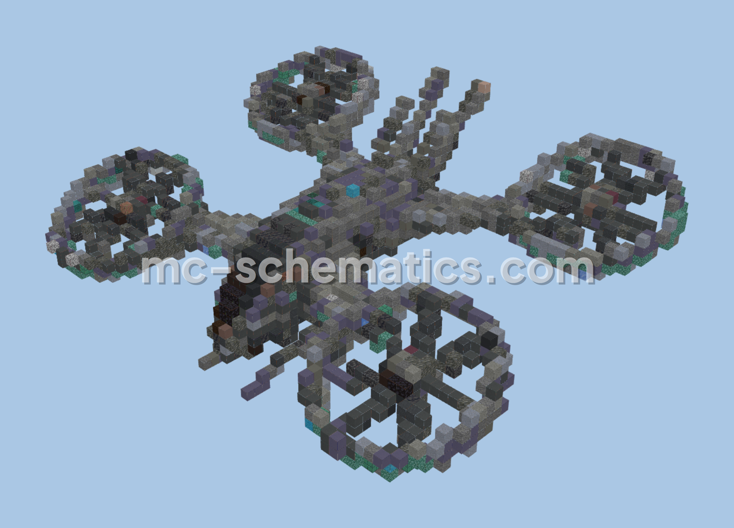 Futuristic Quad Helicopter Build Minecraft schematic preview