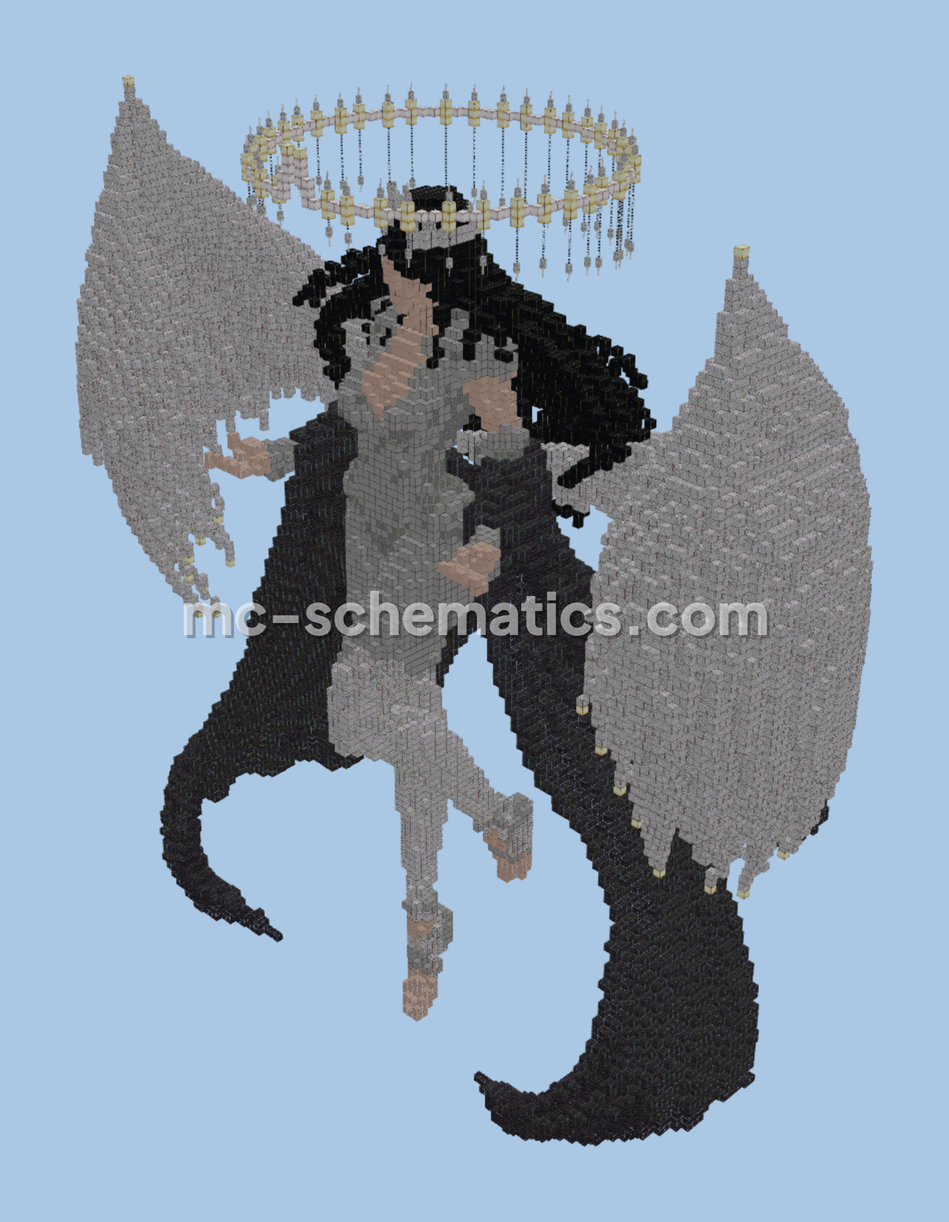 Giant Angel Girl Statue with Wings and Cape Minecraft schematic