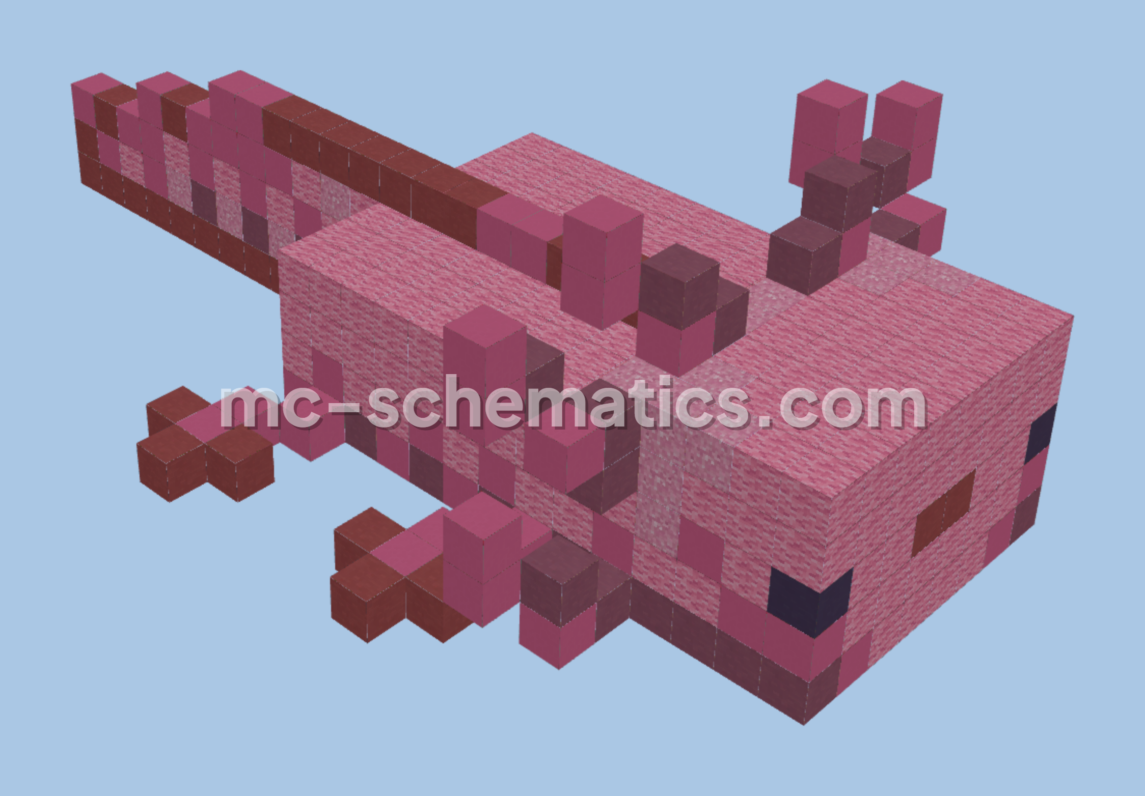 Giant Axolotl Statue Minecraft schematic preview