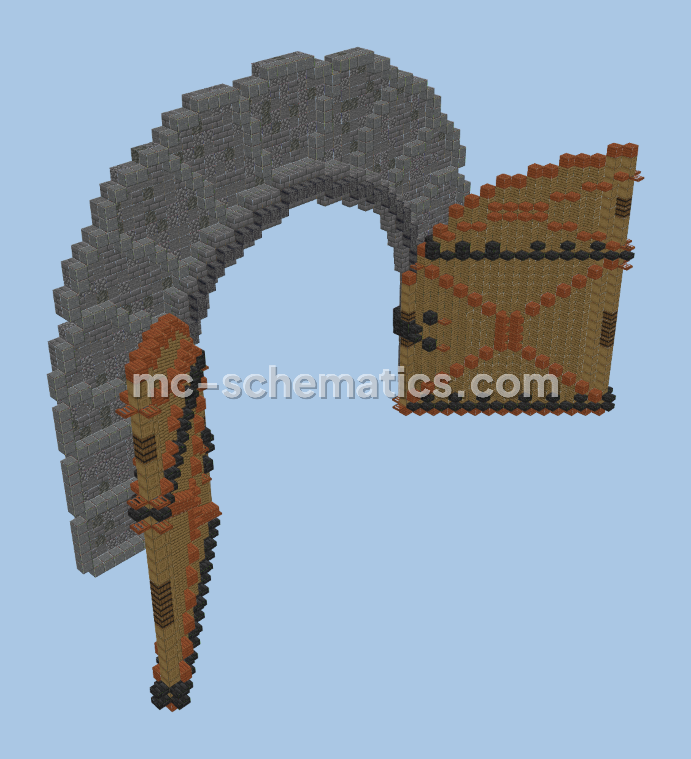 Giant Medieval Mountain Gate Minecraft schematic preview