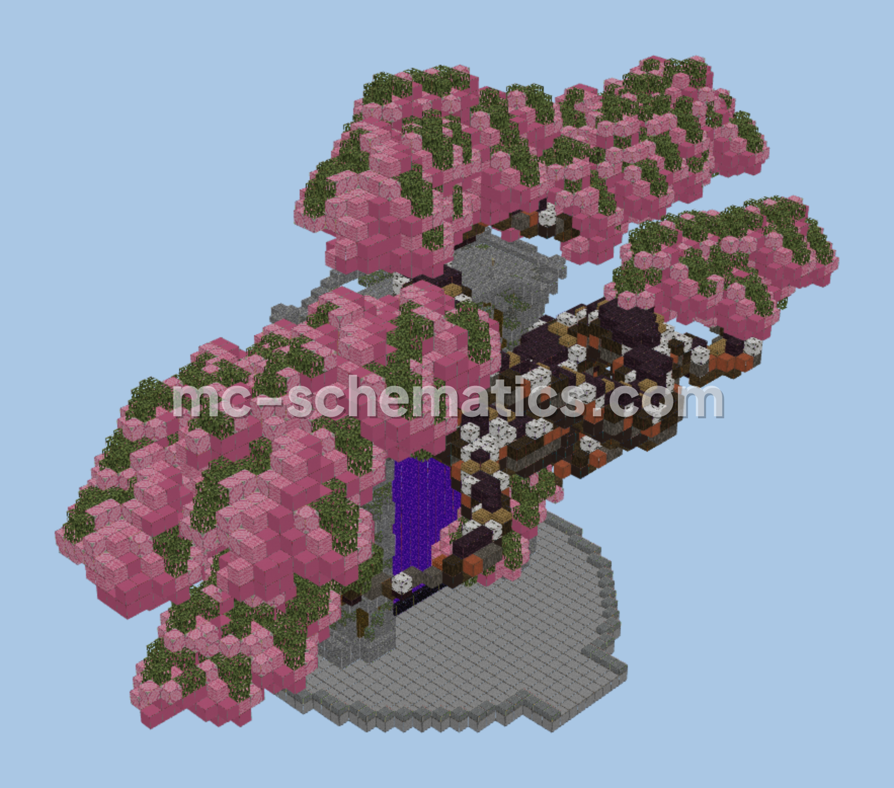 Giant Sakura Tree Nether Portal Build Minecraft schematic