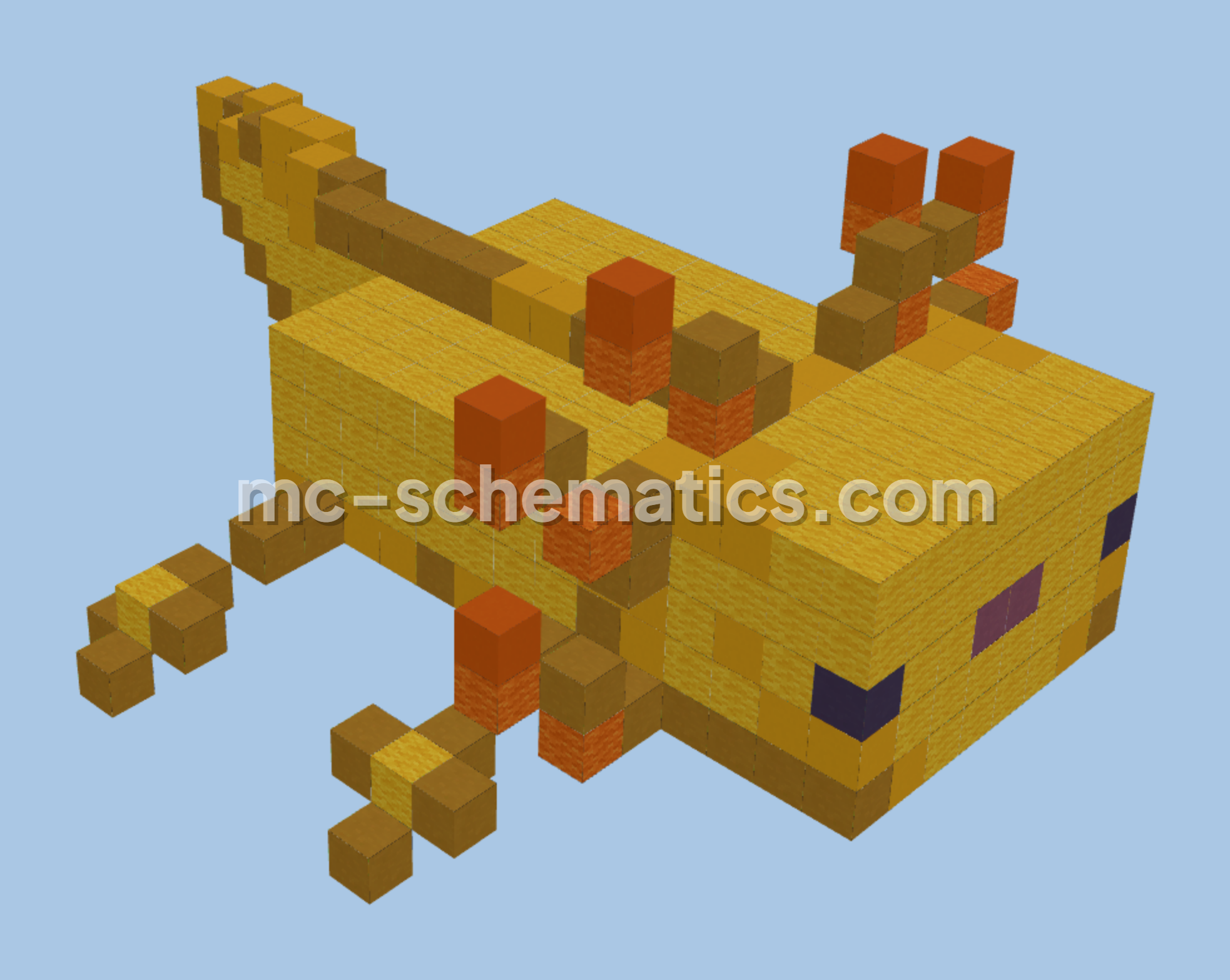 Giant Yellow Axolotl Sculpture Minecraft schematic preview