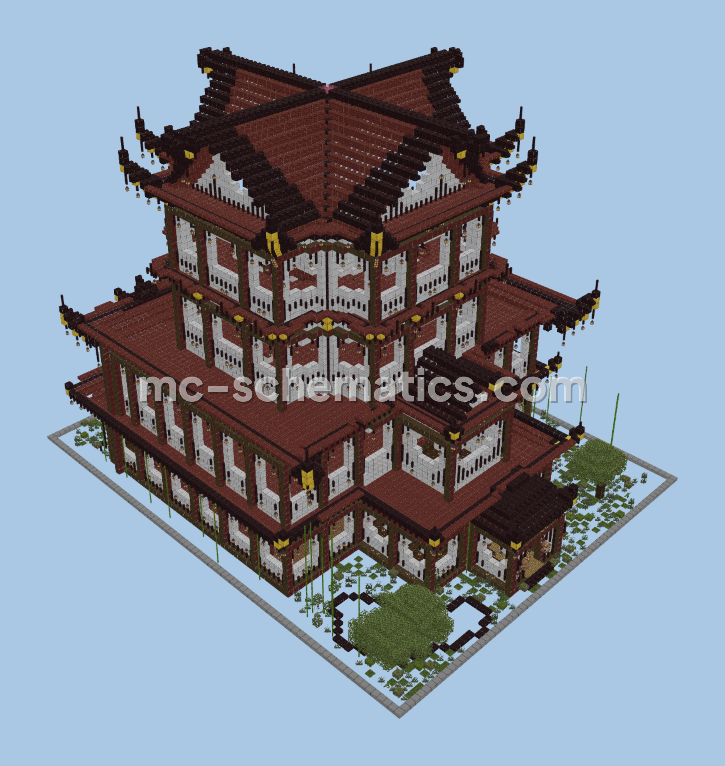 Golden Oriental Temple Structure Minecraft schematic preview