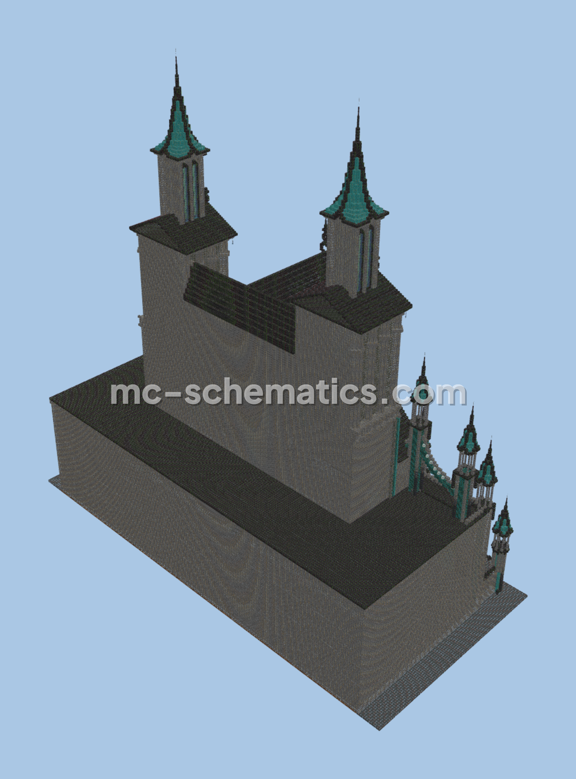 Gothic Dark Souls Castle Exterior Minecraft schematic preview