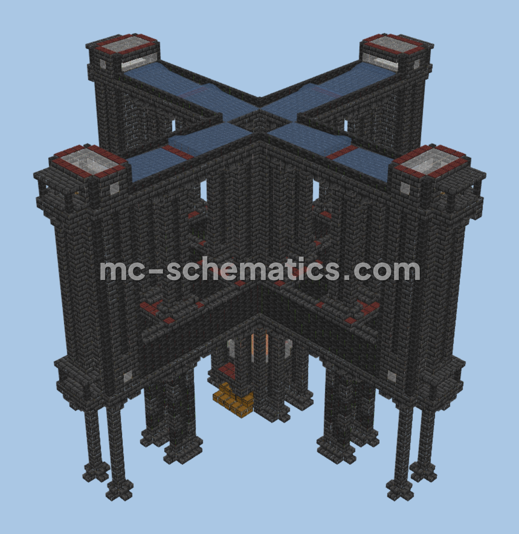 Gothic Medieval Iron Farm Minecraft schematic preview